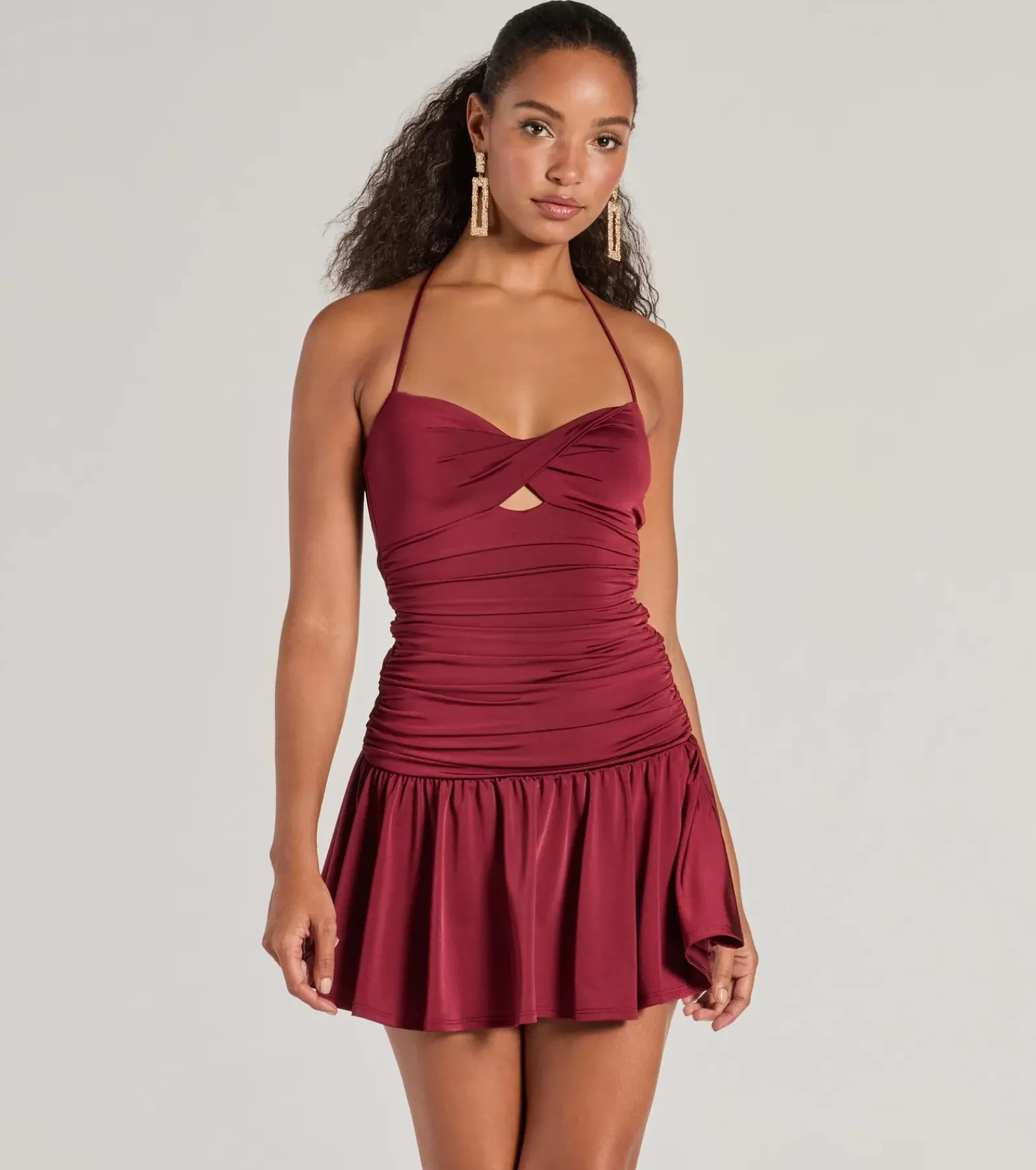 Windsor Short & Mini Dresses | Skater Dresses*Flirty Flair Ruched Drop Waist Skater Dress