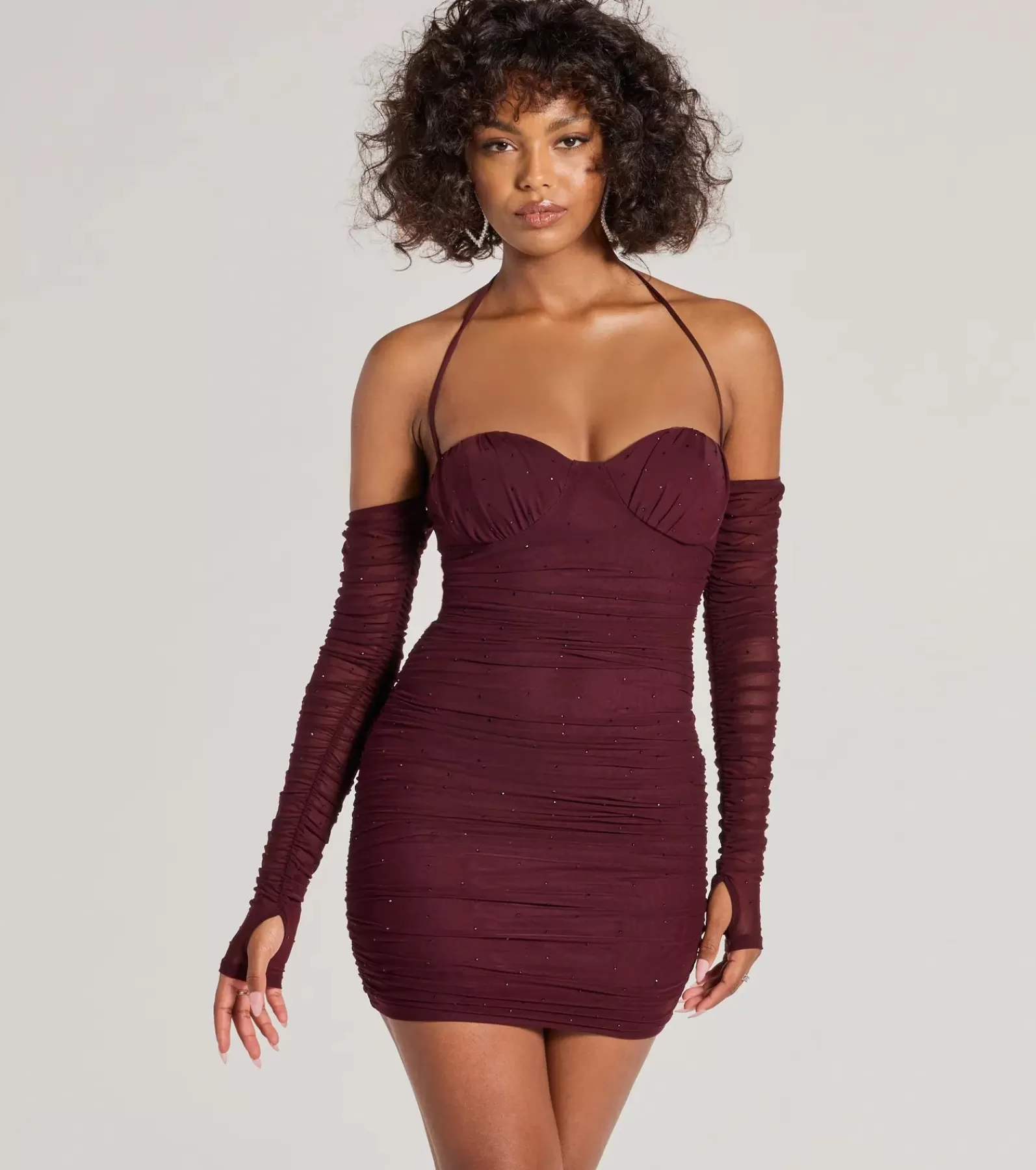 Windsor Nye Outfits | Nye Dresses*Glam Instinct Cold Shoulder Rhinestone Mini Dress