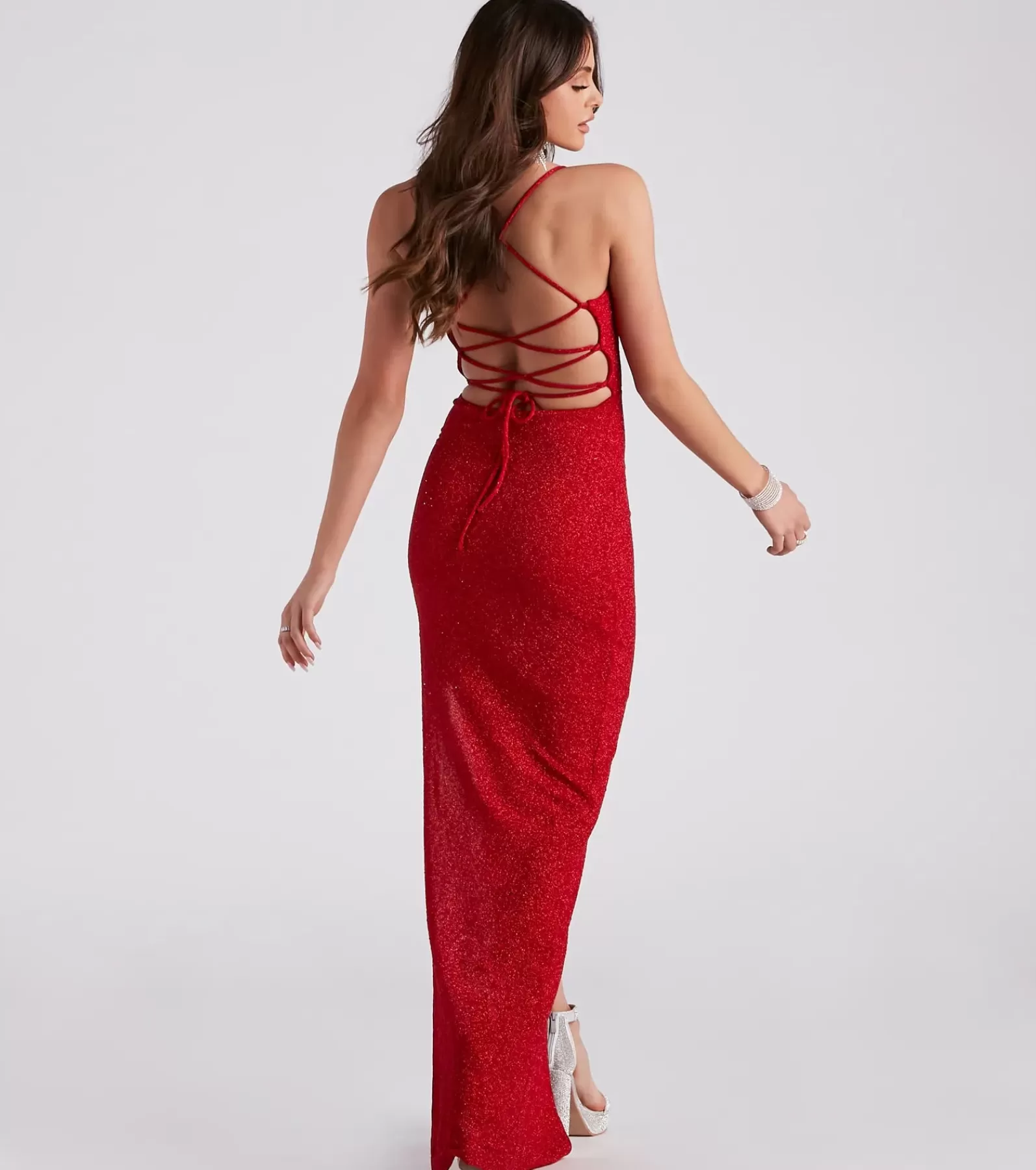 Windsor Red Bridesmaid Dresses | Black Bridesmaid Dresses*Gloria Formal Glitter Long Dress