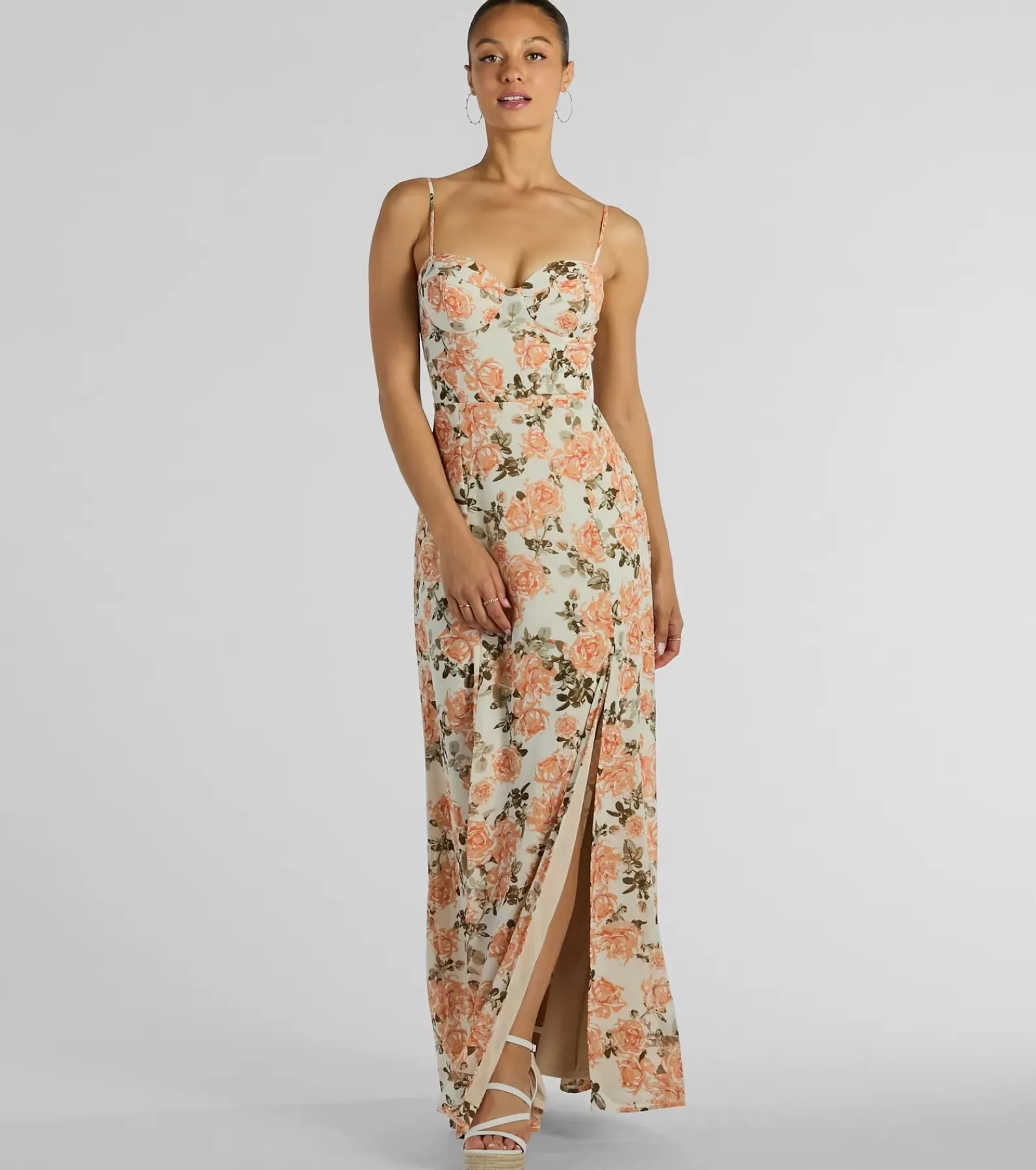 Windsor Bridal Shower | Country Wedding Guest Dresses*Gorgeous Arrival Rose Floral Chiffon Maxi Dress