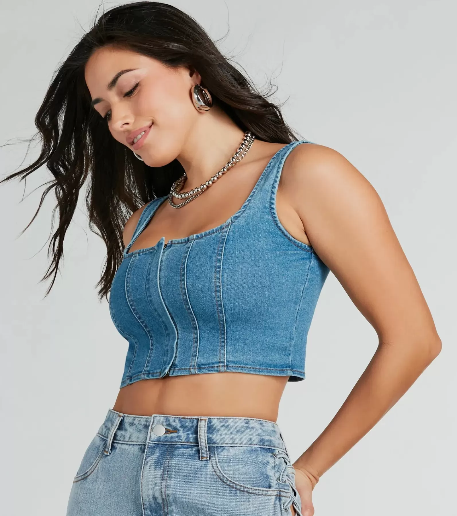 Windsor Going-Out Tops | Corset & Bustier Tops*Got The Blues Sleeveless Corset Top