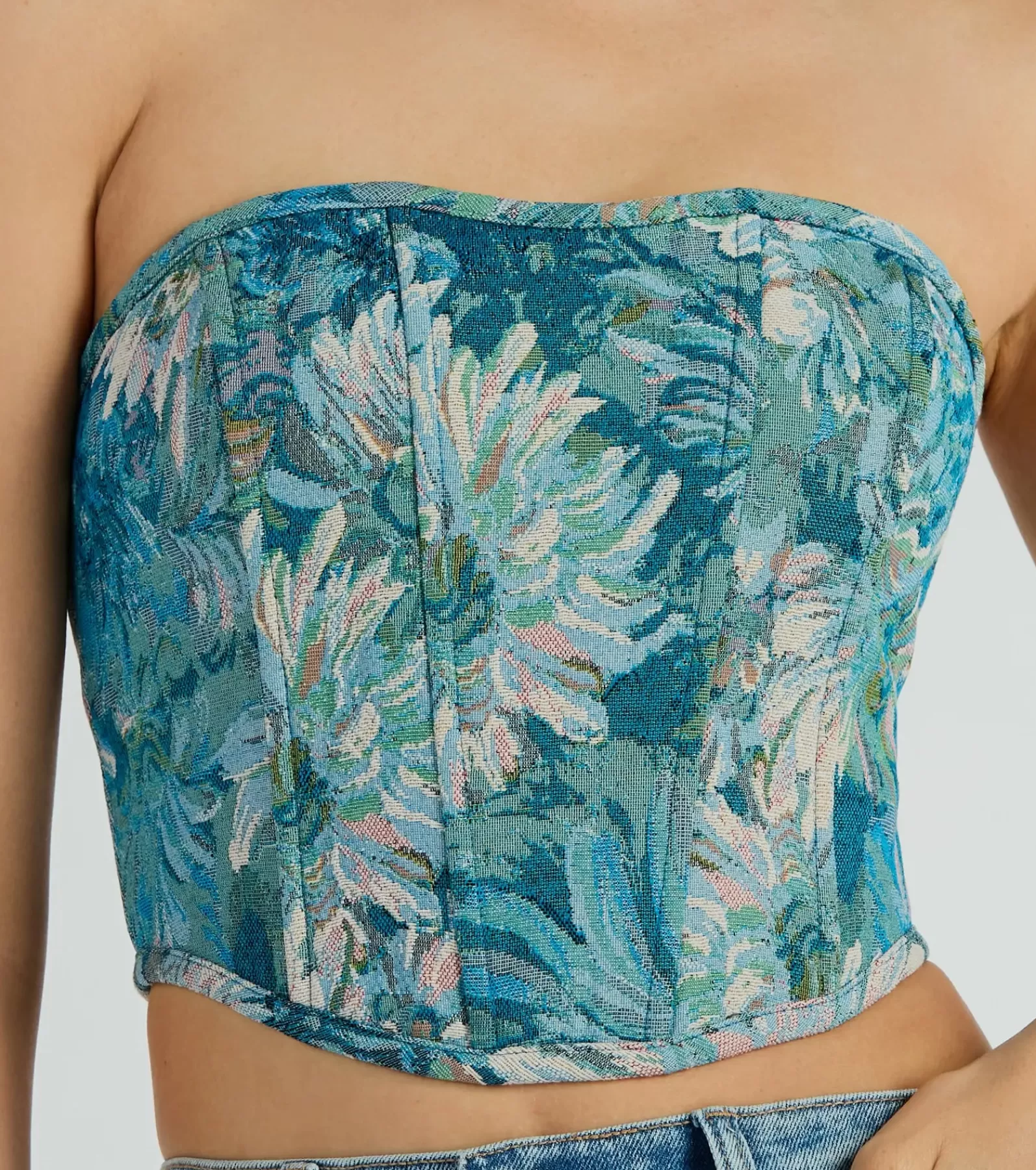 Windsor Going-Out Tops | Corset & Bustier Tops*Have We Met Strapless Lace Up Jacquard Corset Top