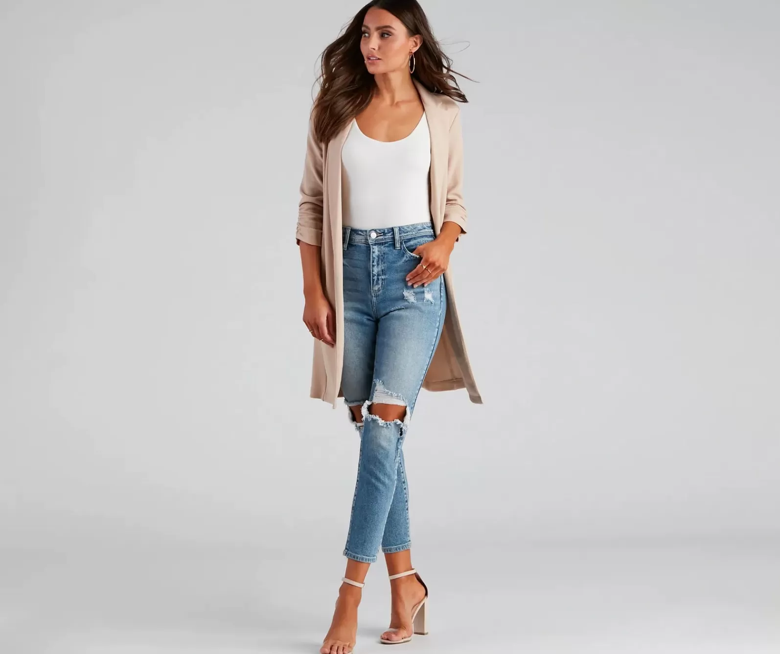 Windsor Jeans*High-Rise Distressed Mom Skinny Jeans