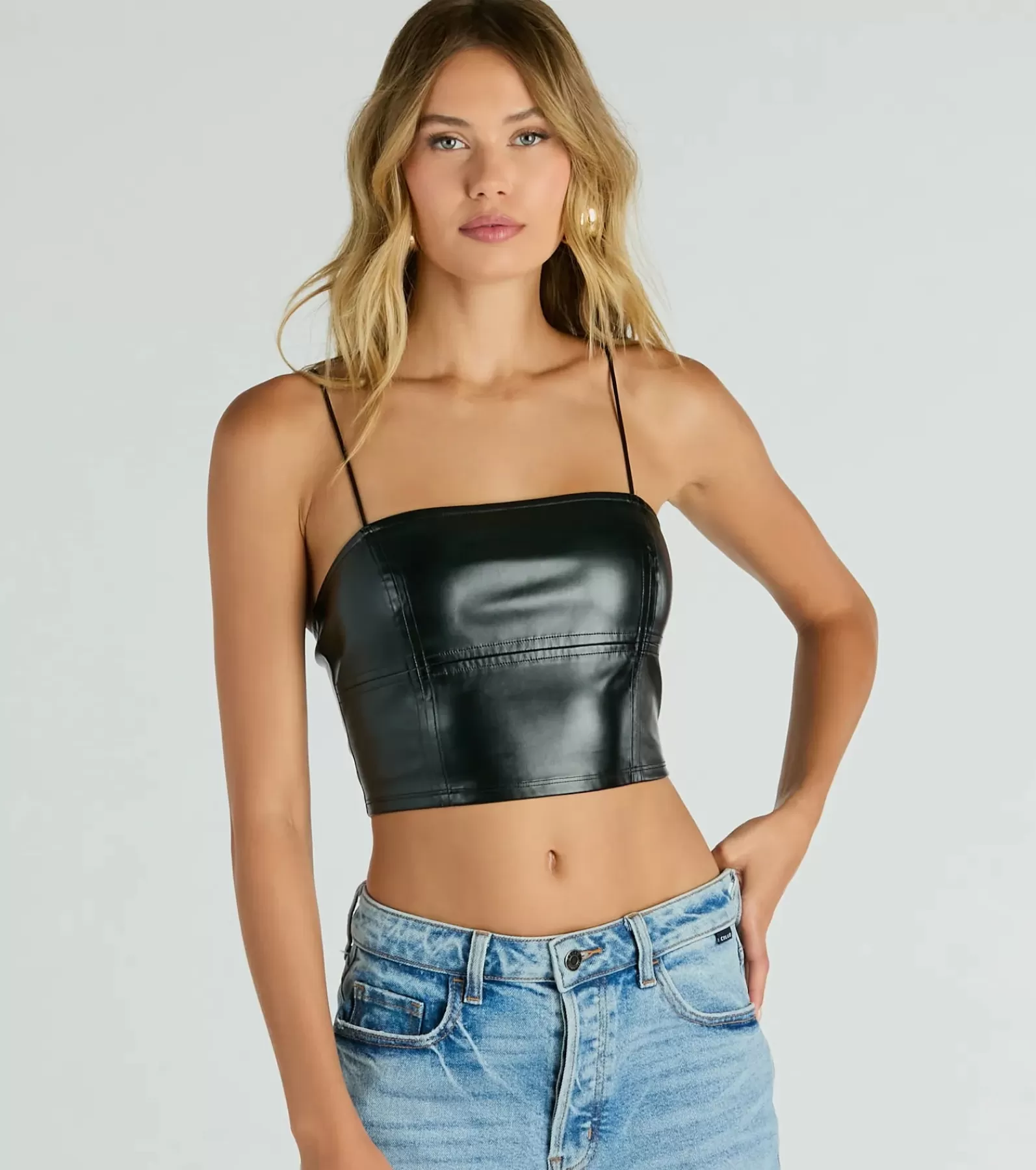 Windsor Going-Out Tops | Crop Tops*Hot And Dangerous Faux Leather Crop Top