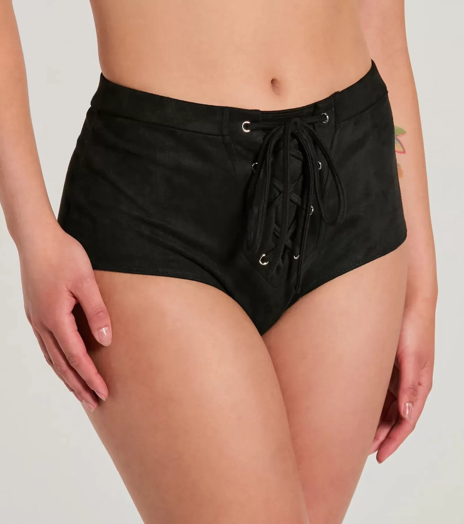 Windsor Faux Leather & Suede Bottoms | Shorts*Hottie On The Fly Lace-Up Faux Suede Micro Shorts