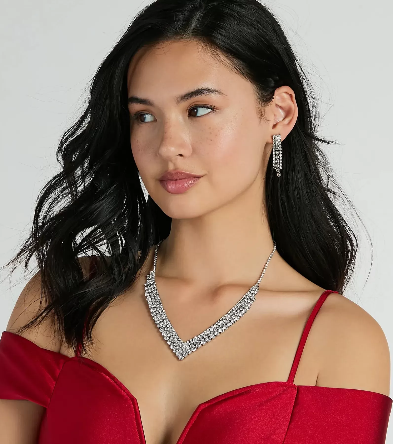 Windsor Necklaces & Chokers | Accessories*Impeccable Glam Rhinestone Necklace And Earrings Set