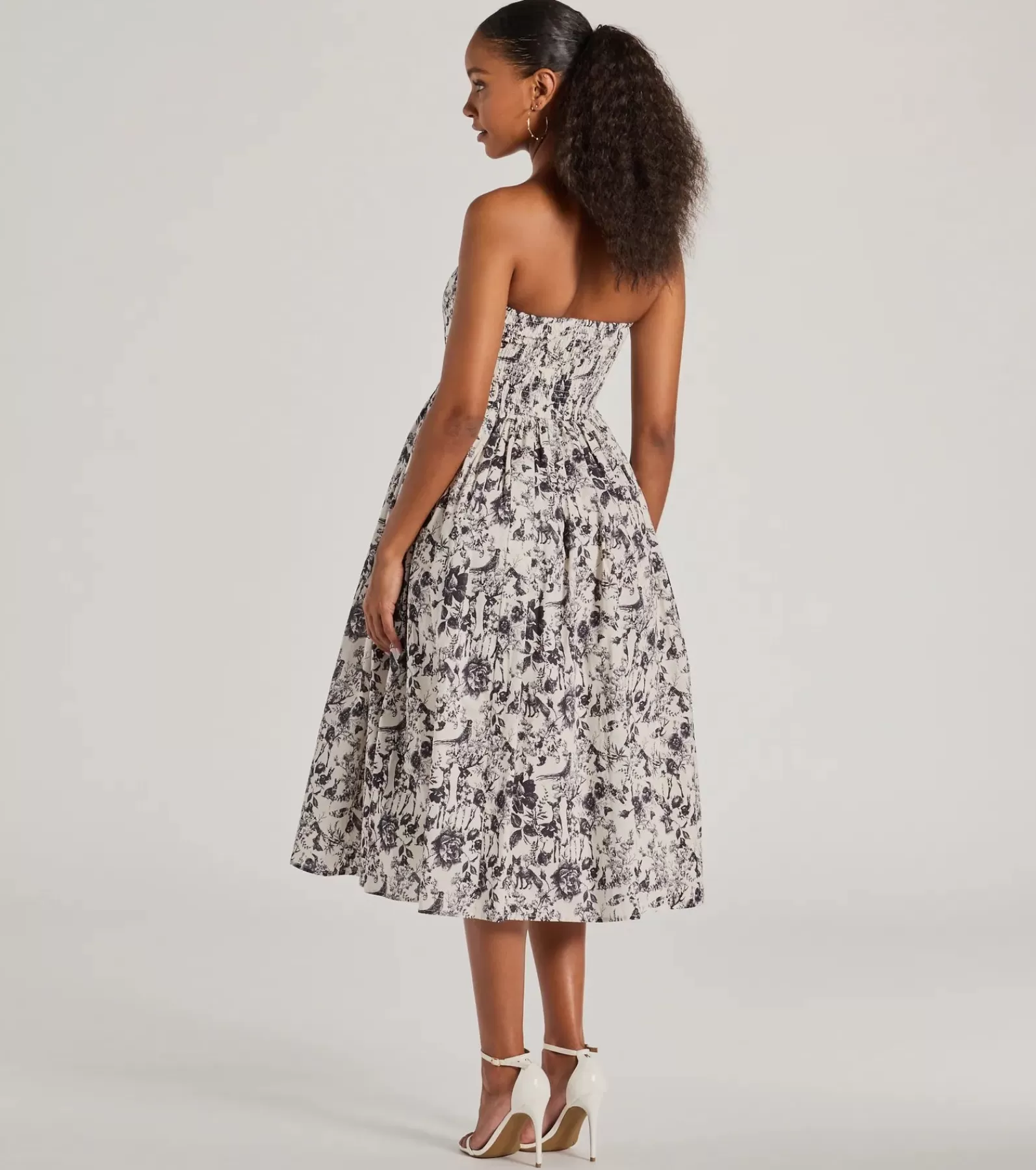 Windsor Sundresses*Into The Floral Forest Strapless A-Line Midi Dress