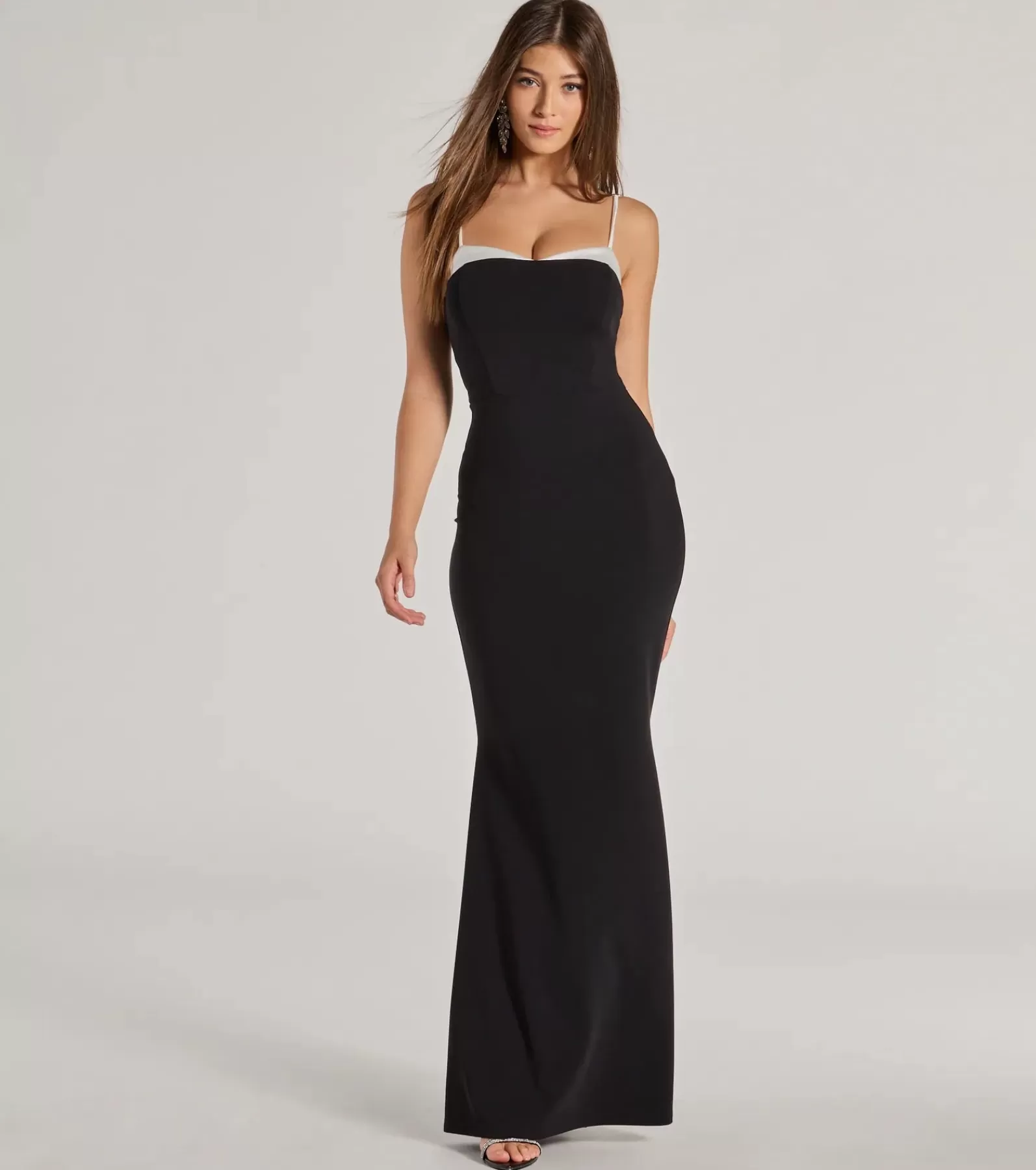 Windsor Wedding Outfits | Black Tie Wedding Guest Dresses*Irie Contrast Trim Long Crepe Mermaid Dress