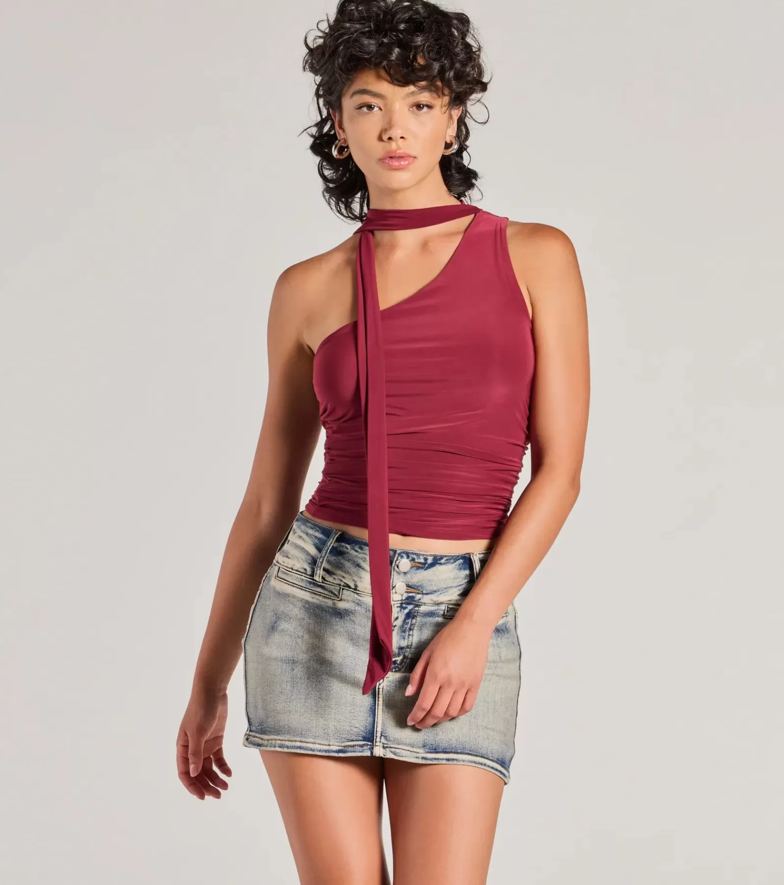 Windsor Basic Tops | Going-Out Tops*It-Girl Style One-Shoulder Neck Tie Knit Top