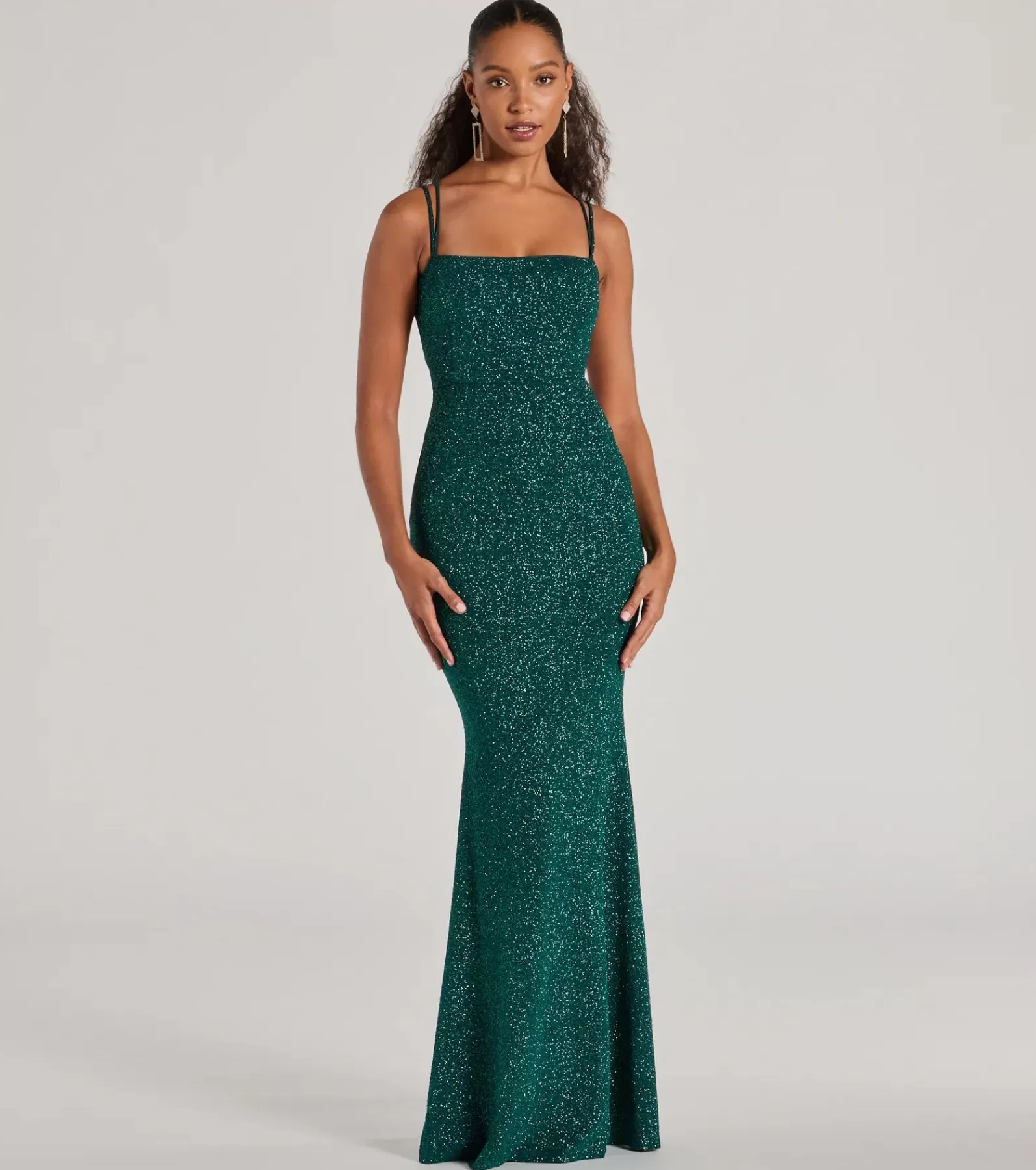 Windsor Green Bridesmaid Dresses | Black Bridesmaid Dresses*Jade Lace-Up Mermaid Glitter Formal Dress