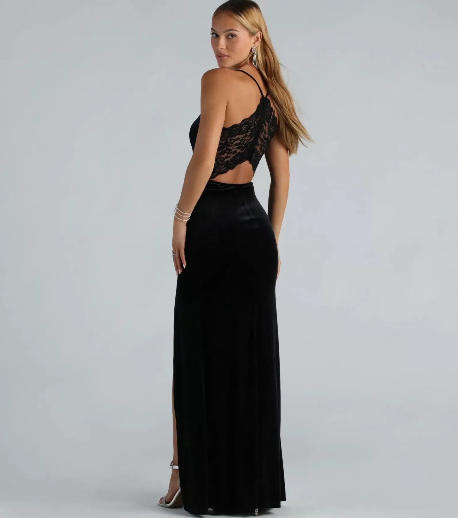 Windsor Black Bridesmaid Dresses | Velvet Holiday Dresses*Jaymie Formal Velvet Lace Back Mermaid Dress