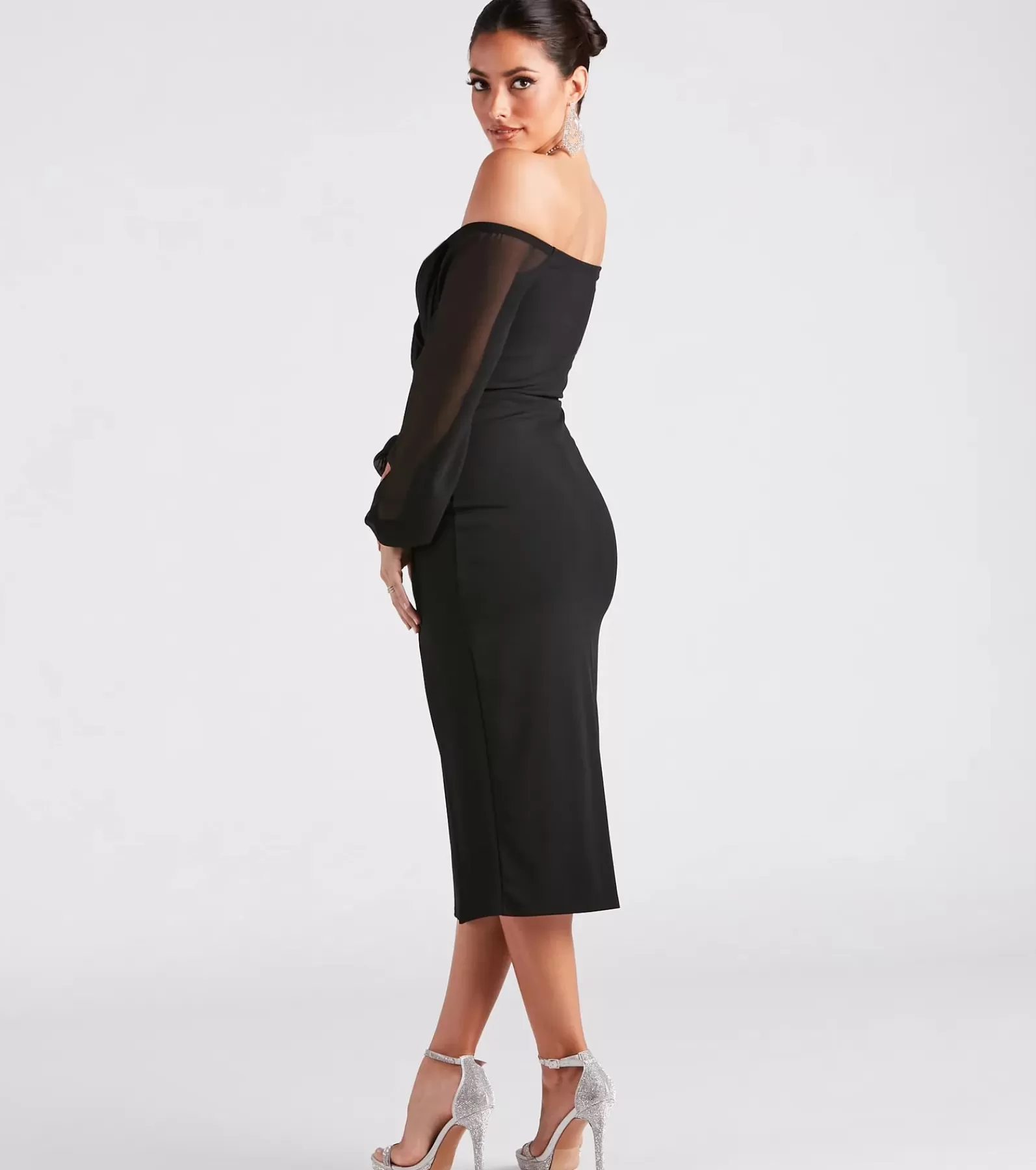 Windsor Midi Dresses*Jolene Formal Chiffon Off-The-Shoulder Dress