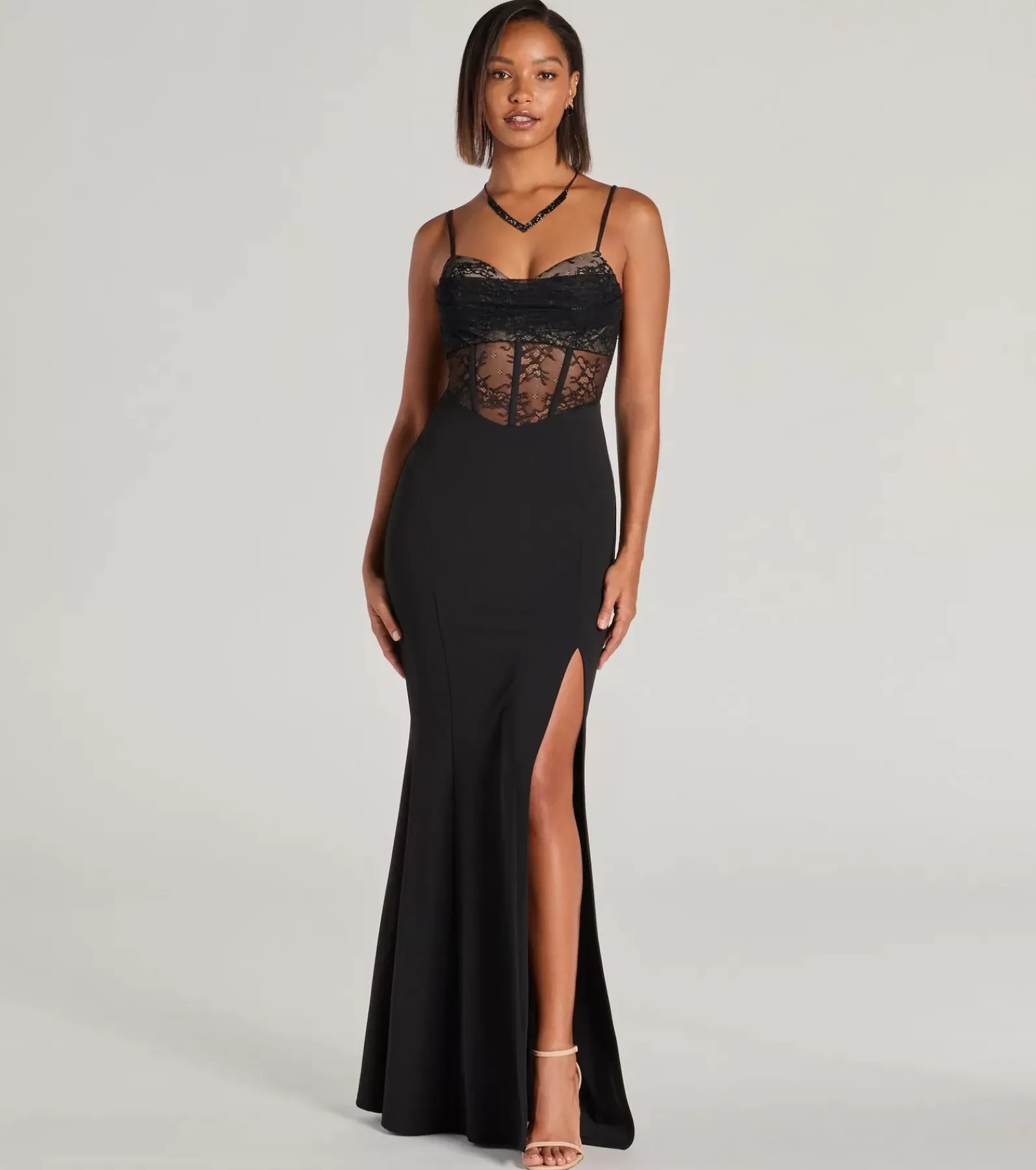 Windsor Black Tie Wedding Guest Dresses | Long Dresses*Josette Sleeveless Corset Lace Mermaid Dress