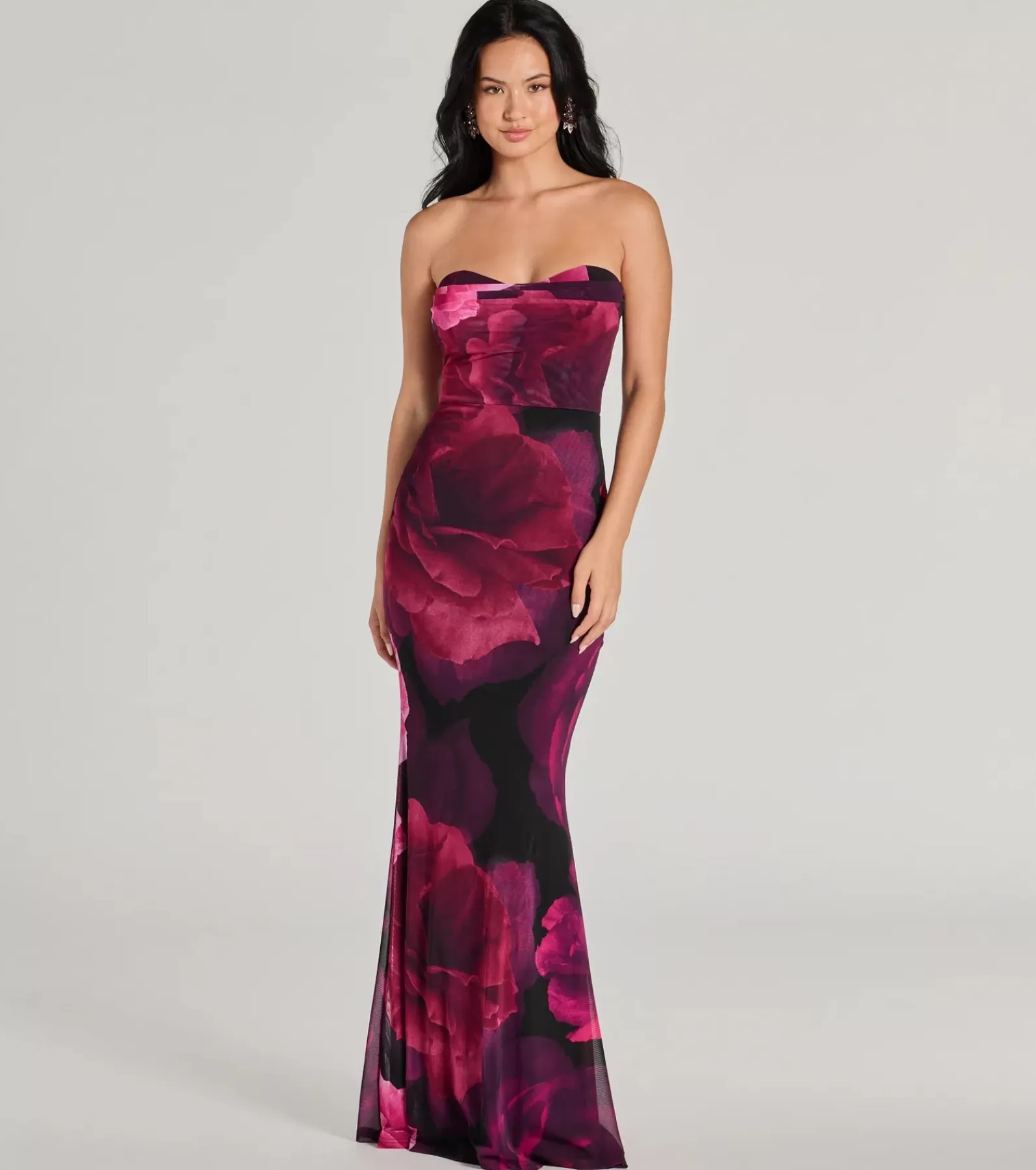 Windsor Long Dresses | Formal Dresses*Julianna Floral Mesh Strapless Mermaid Dress