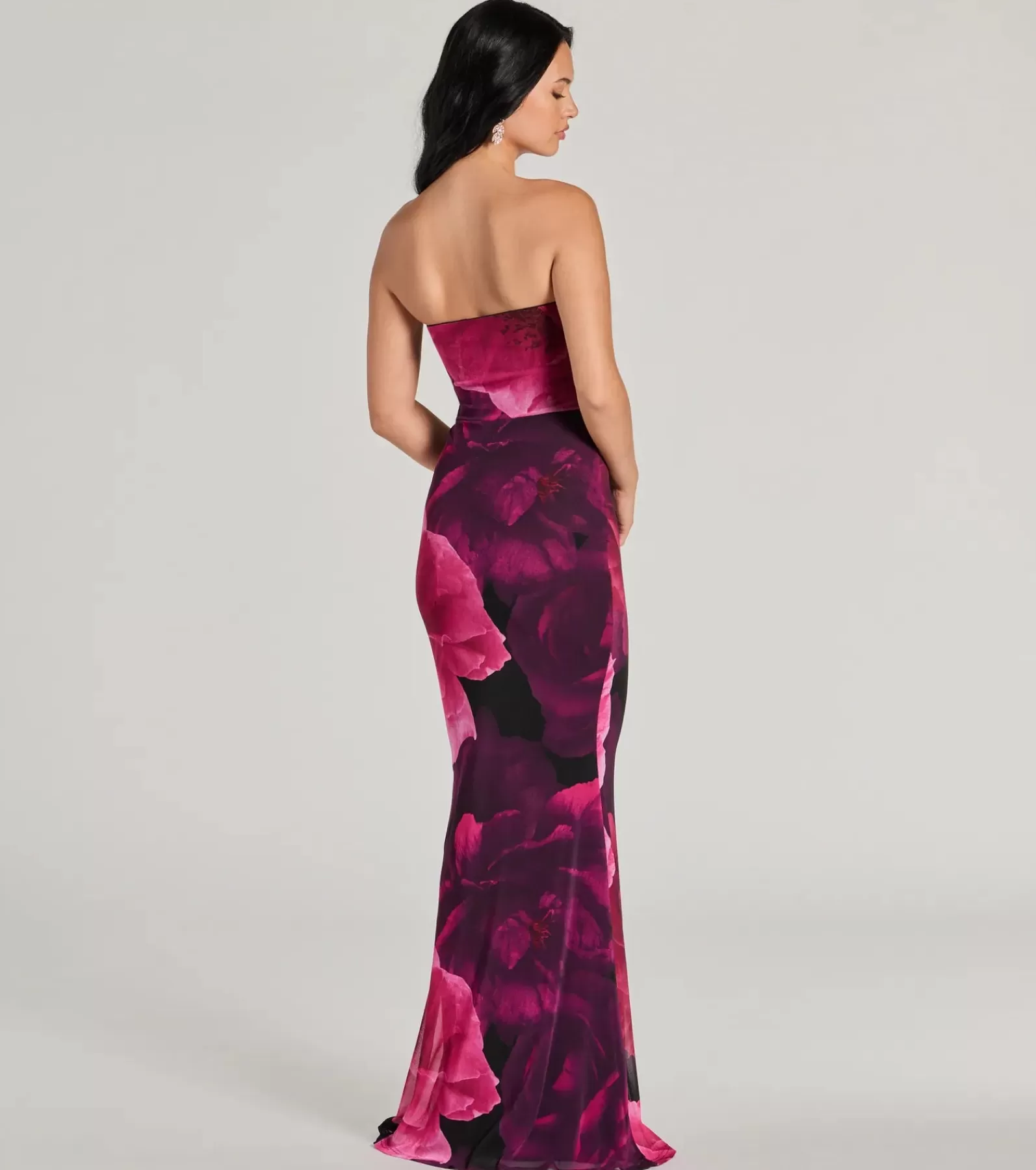 Windsor Long Dresses | Formal Dresses*Julianna Floral Mesh Strapless Mermaid Dress