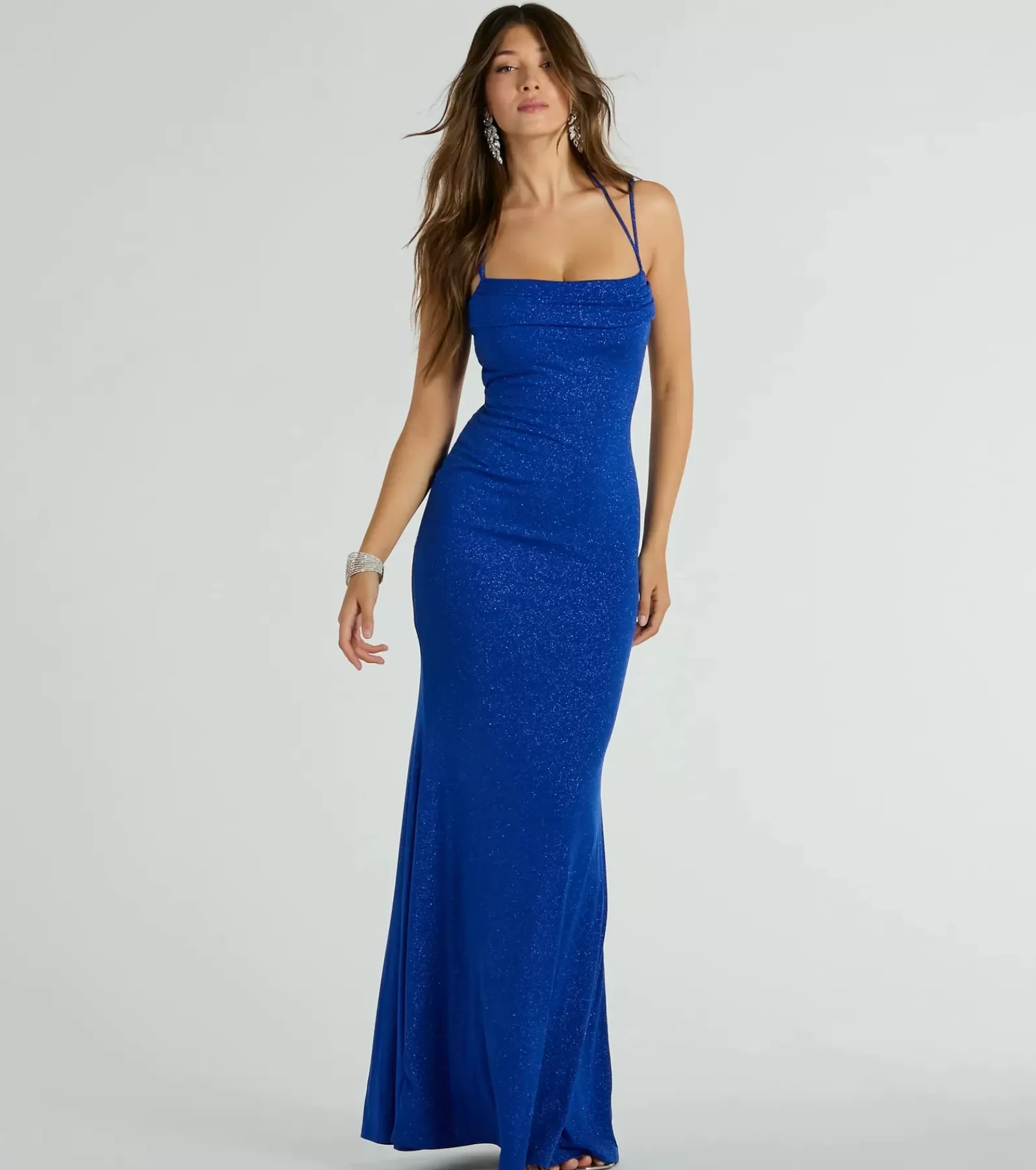 Windsor Blue Bridesmaid Dresses*Katerina Square Neck Mermaid Glitter Formal Dress