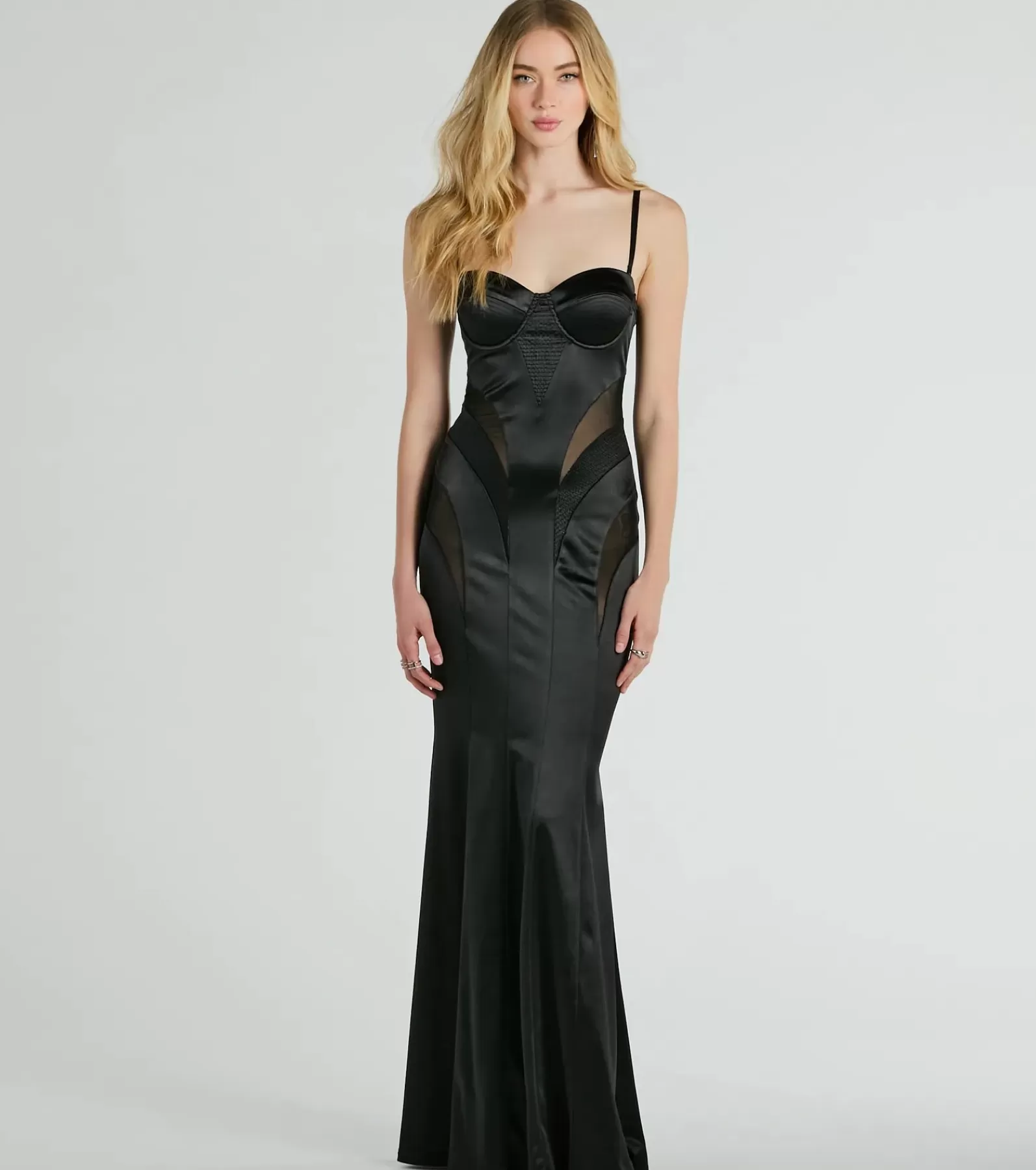 Windsor Black Tie Wedding Guest Dresses | Long Dresses*Kaya Bustier Mesh Satin Mermaid Formal Dress