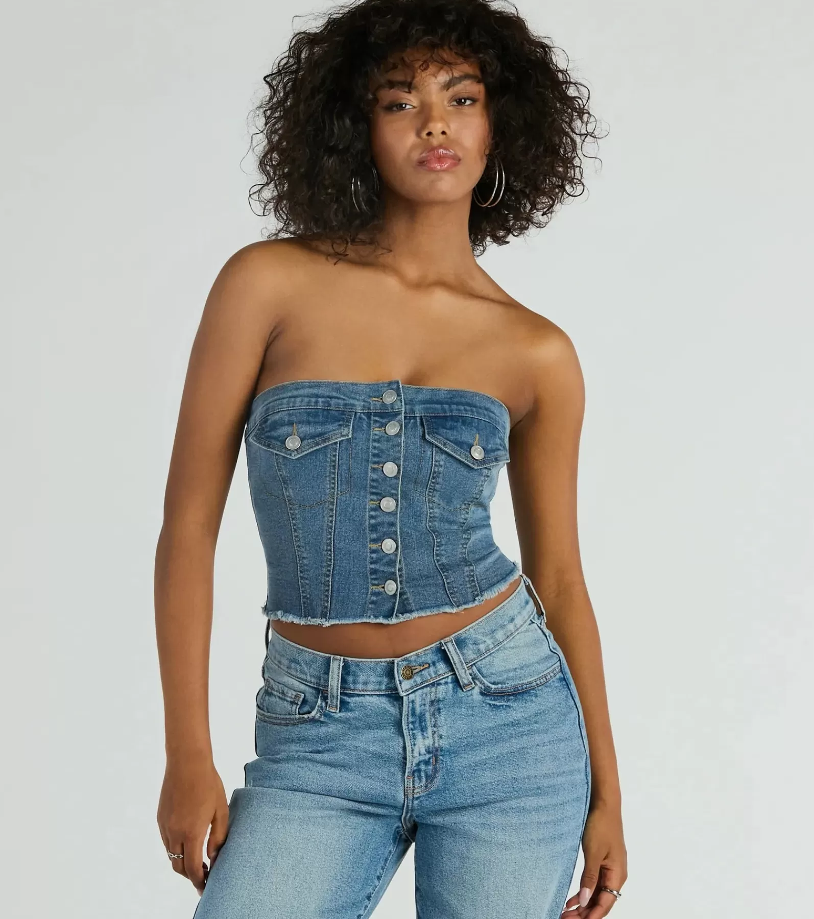 Windsor Going-Out Tops | Crop Tops*Keep It Chill Strapless Denim Crop Top