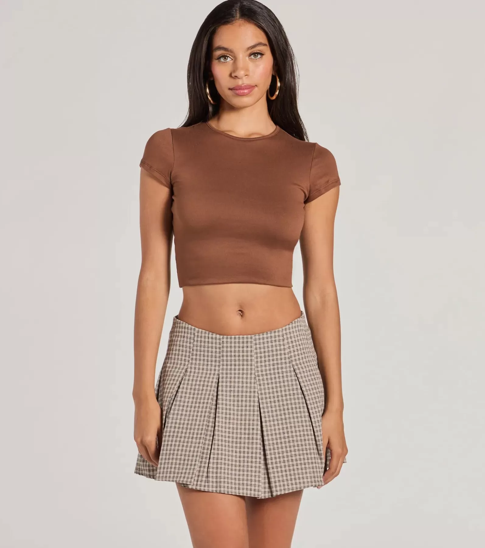 Windsor Shorts | Mini Skirts*Keep On Charming High-Rise Plaid Linen Skort