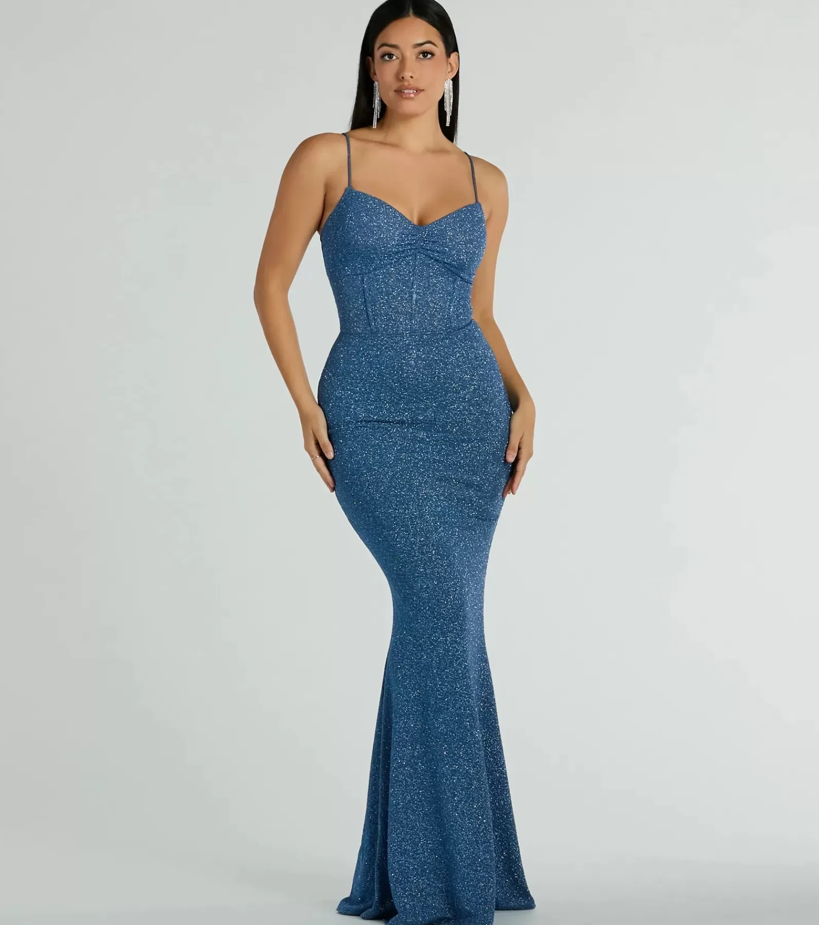 Windsor Blue Bridesmaid Dresses*Kelsie Formal Glitter Mermaid Dress