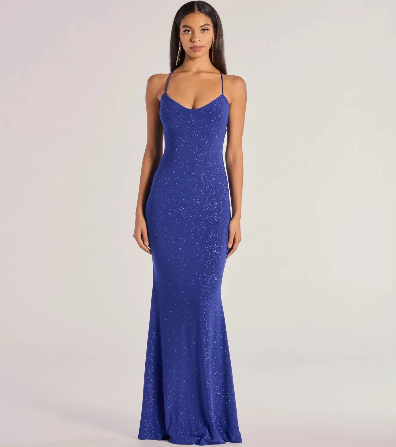 Windsor Wedding Outfits | Blue Bridesmaid Dresses*Kyleigh Glitter Lace-Up Back Mermaid Dress