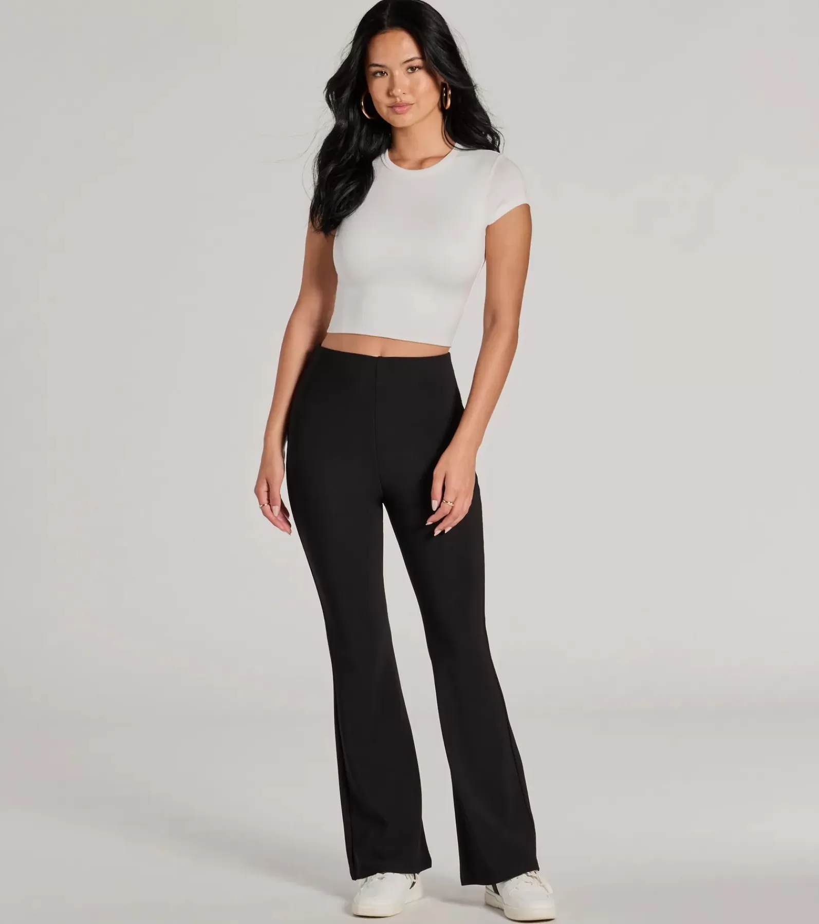 Windsor Black Pants | Flare Pants*Laidback Look Ribbed Knit Flare Pants