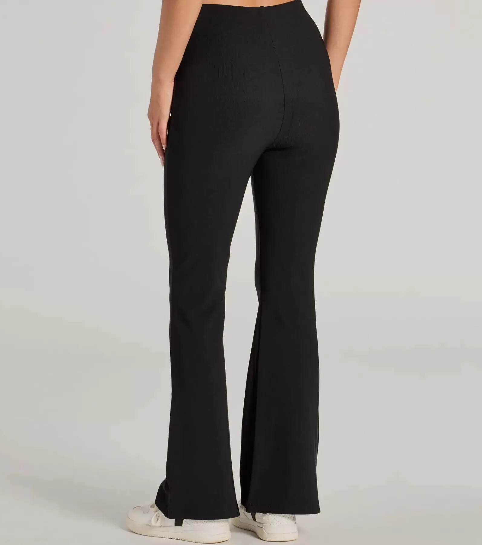 Windsor Black Pants | Flare Pants*Laidback Look Ribbed Knit Flare Pants