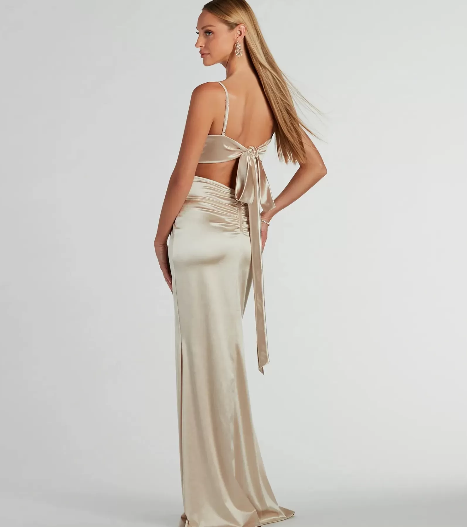 Windsor Satin Bridesmaid Dresses | Black Tie Wedding Guest Dresses*Laurel Formal Satin Tie-Back Mermaid Dress