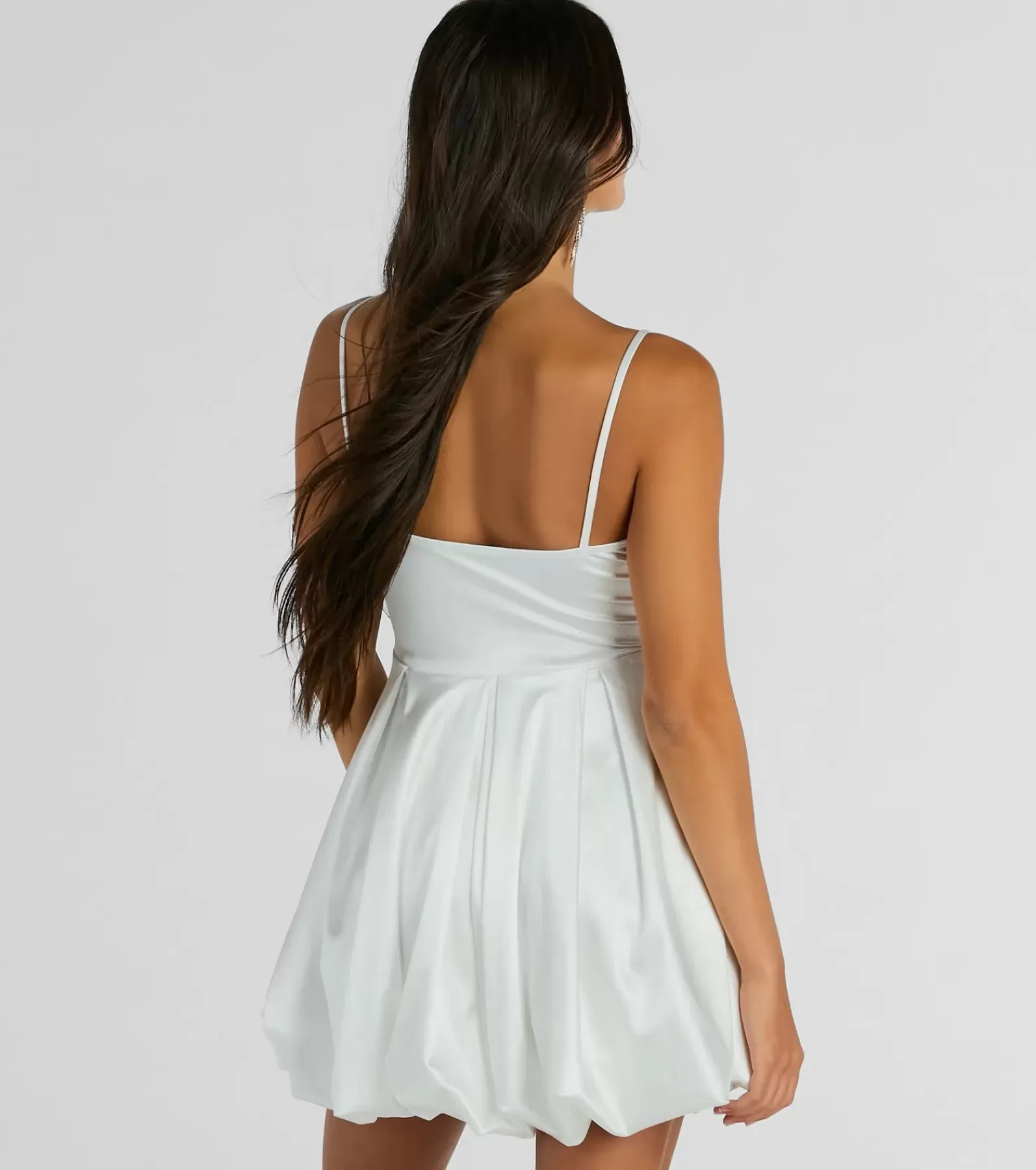 Windsor Rehearsal | Bridal Shower*Lavish Flirt V-Neck Bubble Hem Skater Satin Dress