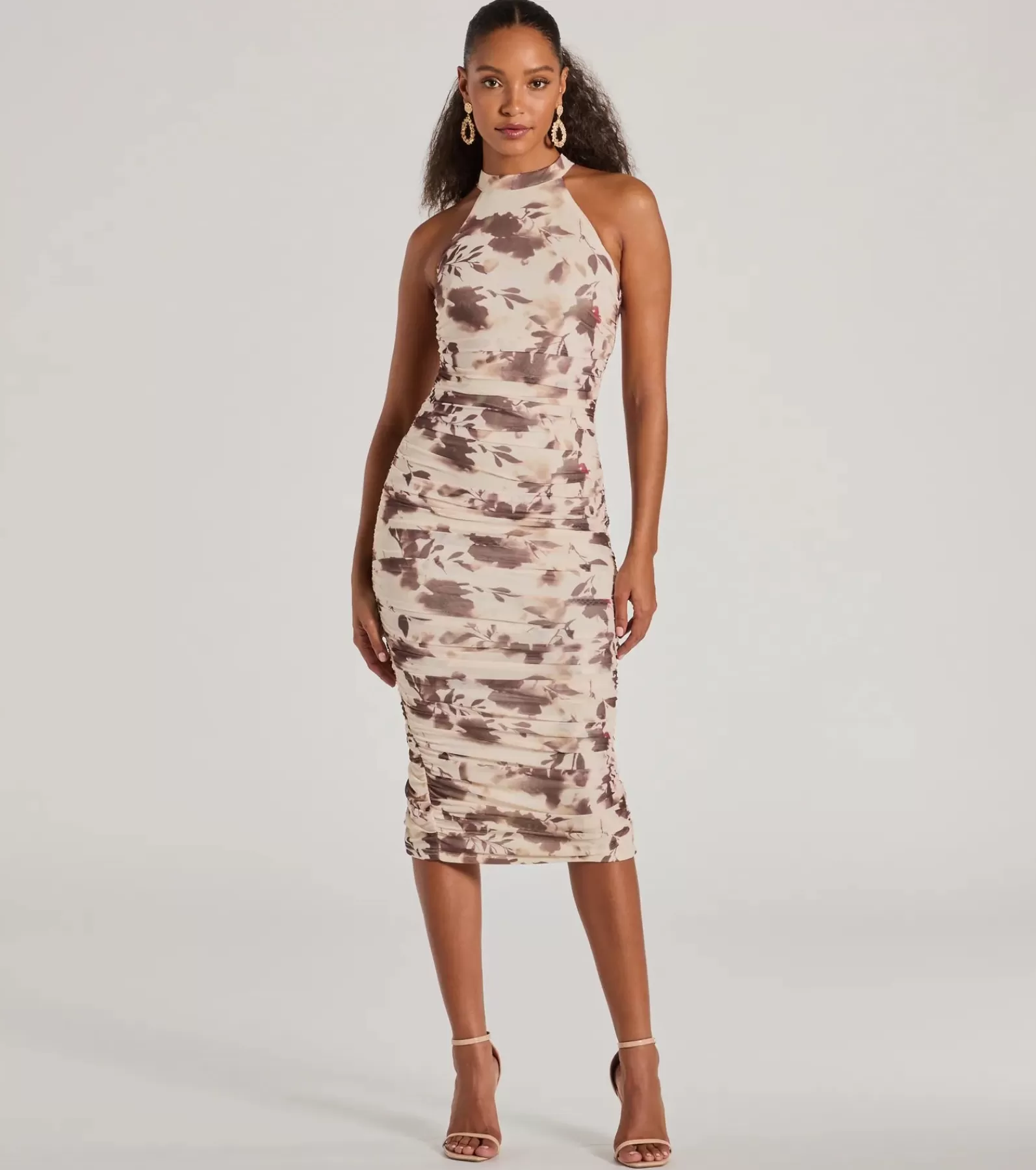 Windsor Bridal Shower | Engagement Dresses*Leave An Impression Mock Neck Open Back Floral Midi Dress