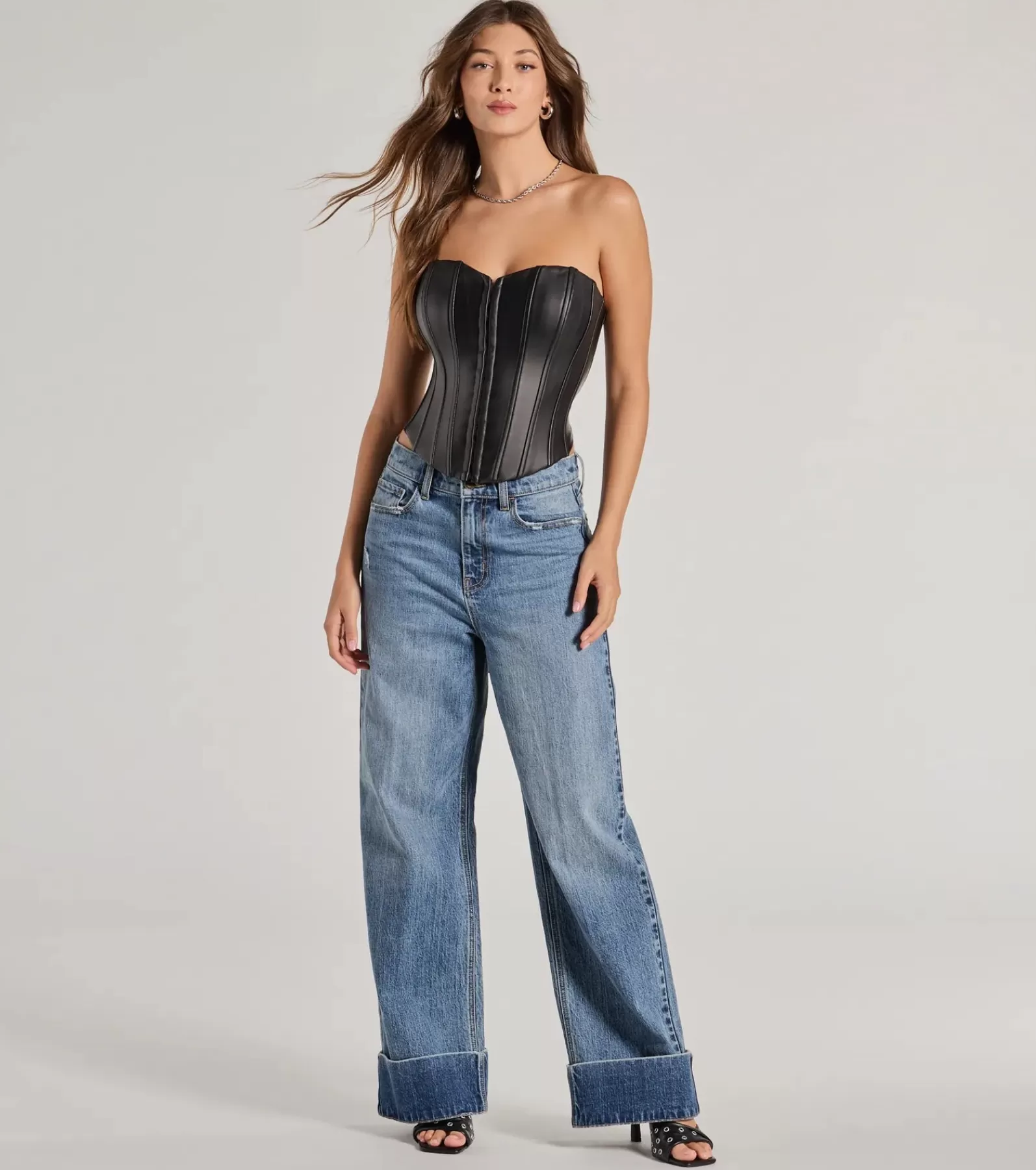 Windsor Going-Out Tops | Corset & Bustier Tops*Level Up Sleek Faux Leather Strapless Corset Top