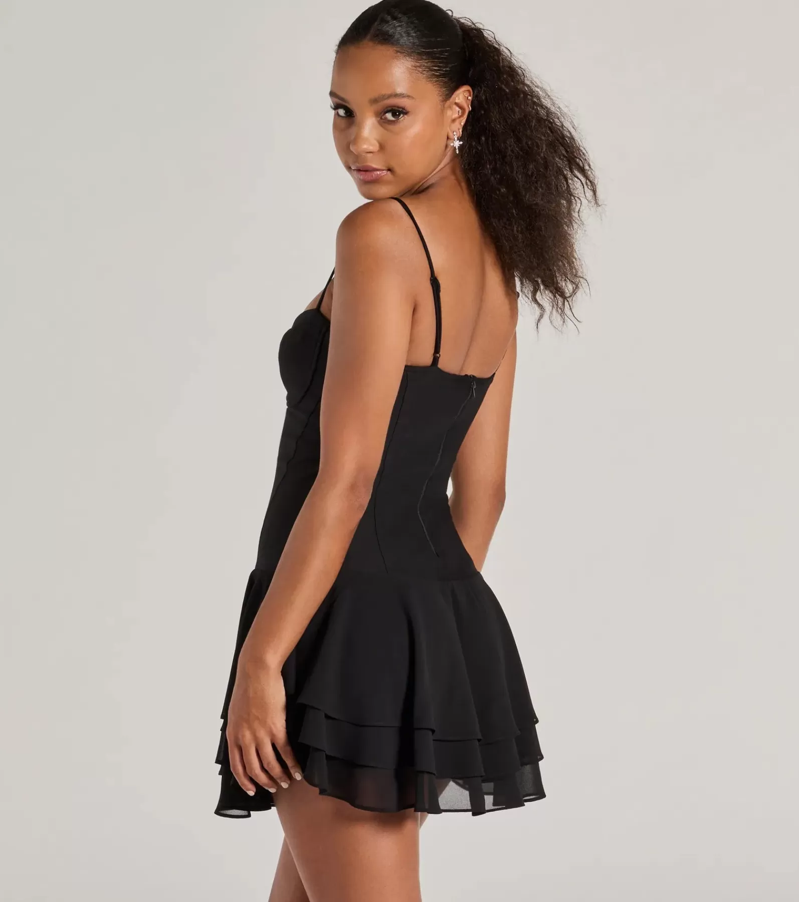 Windsor Mini Holiday Dresses | Black Holiday Dresses*Life Of The Party Tiered Ruffled Skater Dress