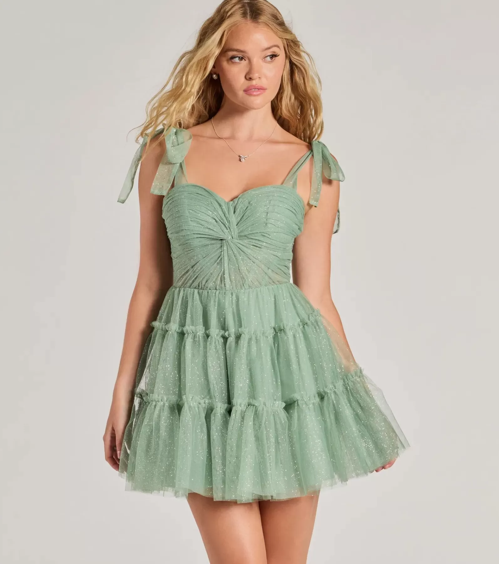 Windsor Skater Dresses | Party Dresses*Lizzy Ruffled Glitter Mesh Skater Dress