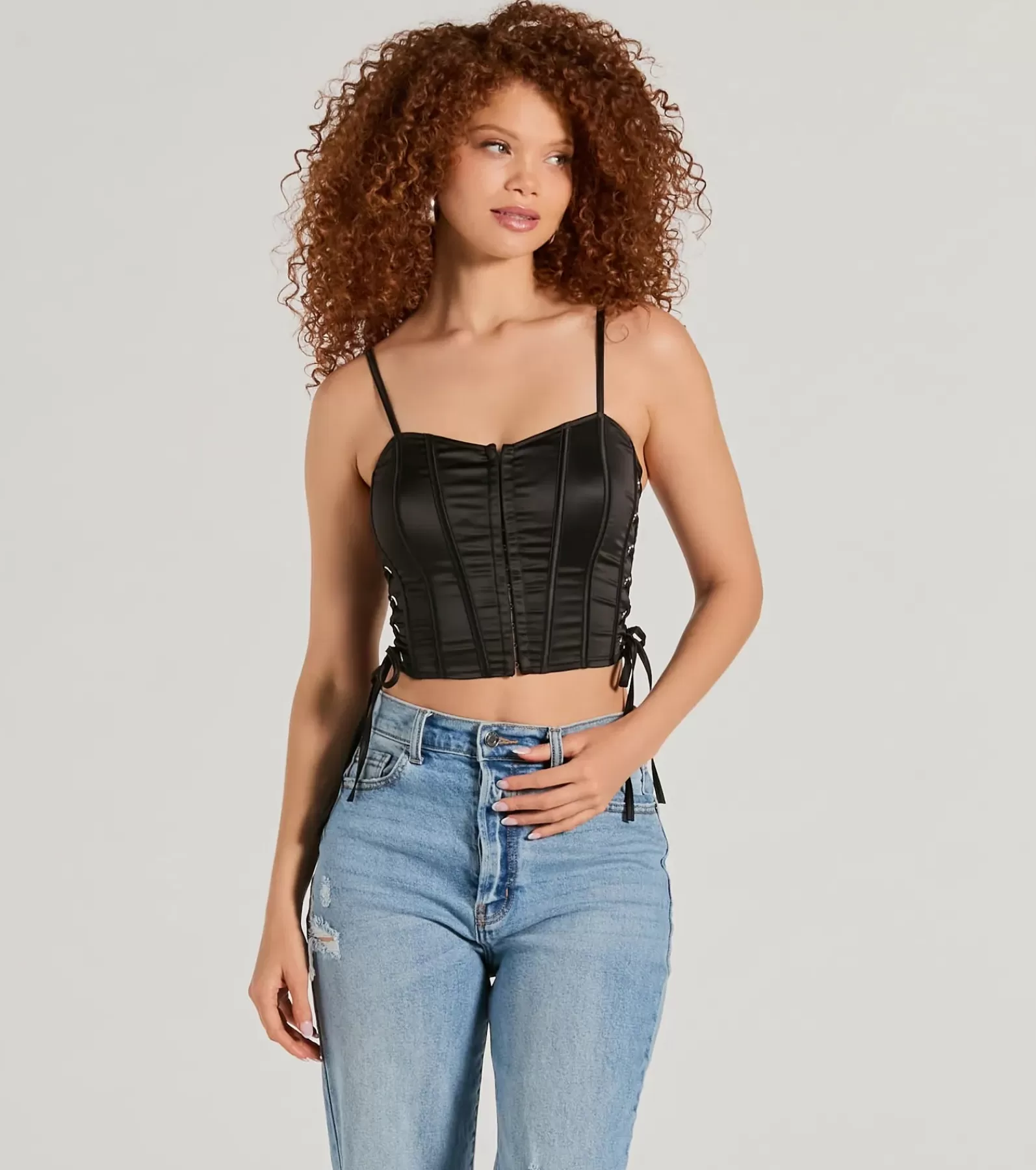 Windsor Going-Out Tops | Corset & Bustier Tops*Love It Lace-Up Satin Cropped Corset Top