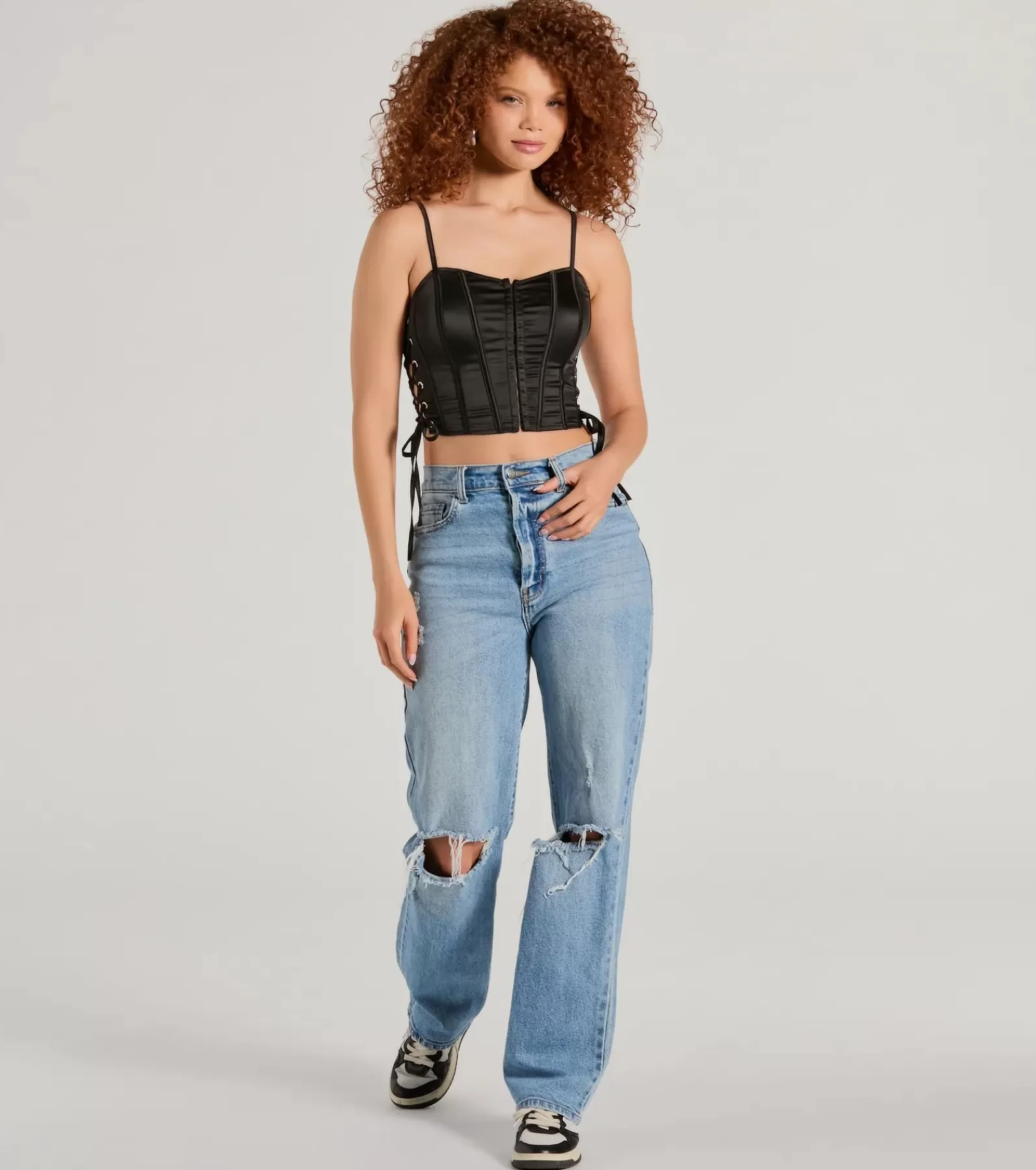 Windsor Going-Out Tops | Corset & Bustier Tops*Love It Lace-Up Satin Cropped Corset Top