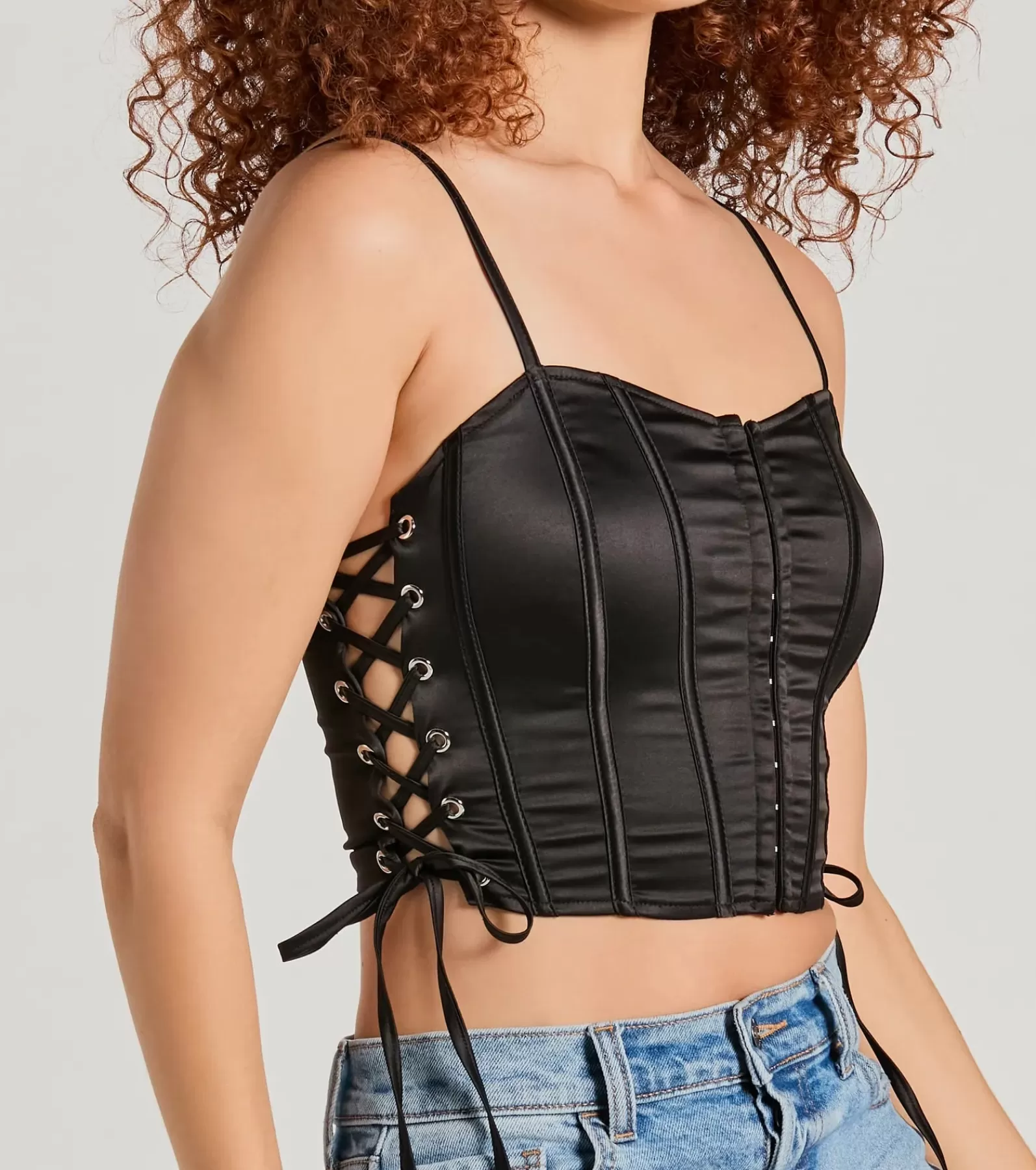 Windsor Going-Out Tops | Corset & Bustier Tops*Love It Lace-Up Satin Cropped Corset Top