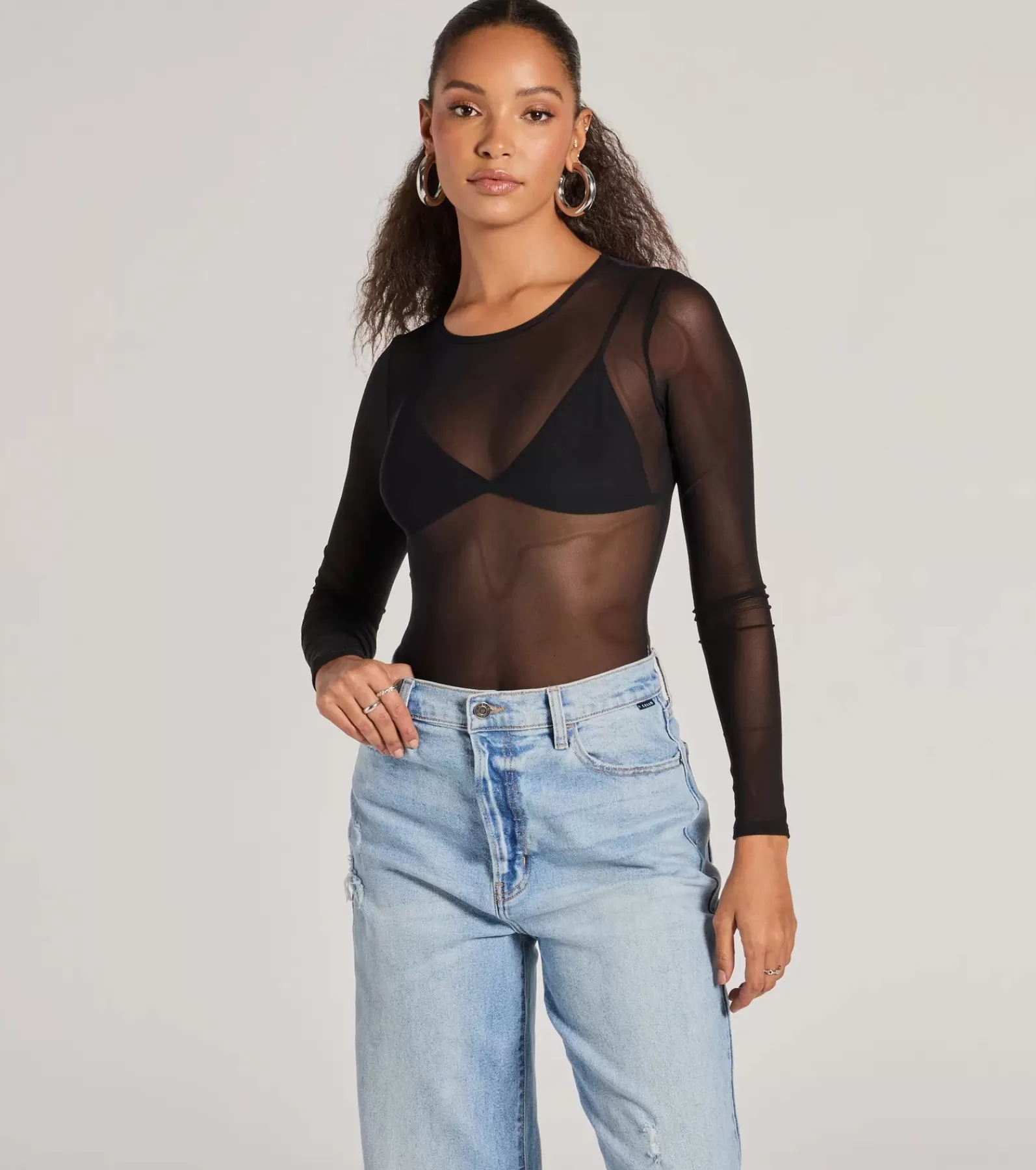 Windsor Nye Outfits | Basic Tops*Love's A Mesh Bodysuit