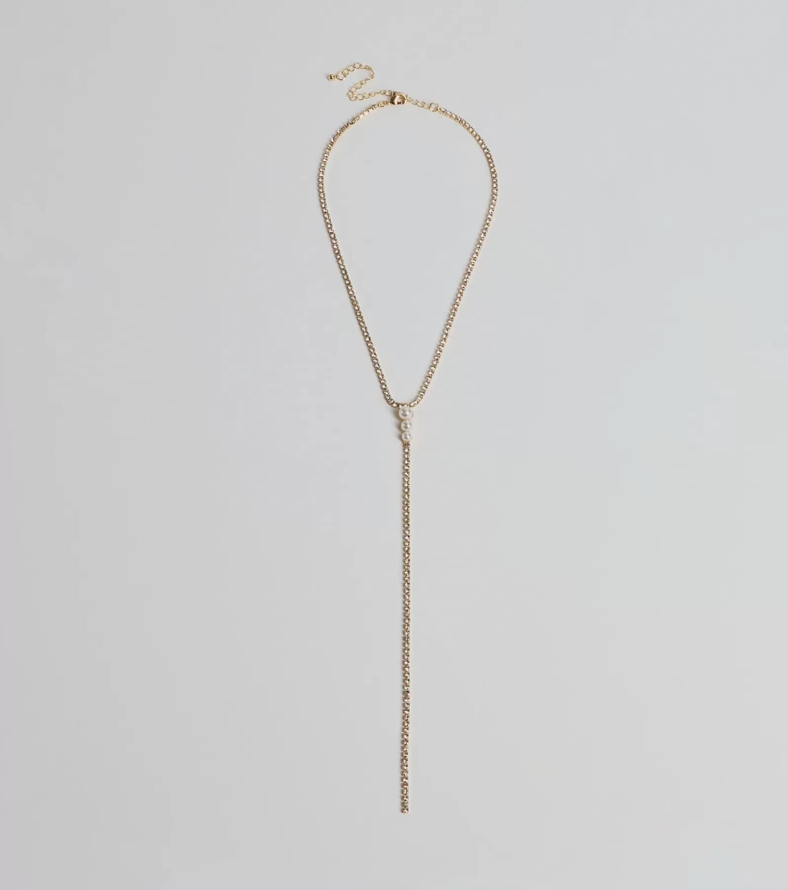 Windsor Necklaces & Chokers*Luxe Glam Rhinestone And Pearl Lariat Necklace