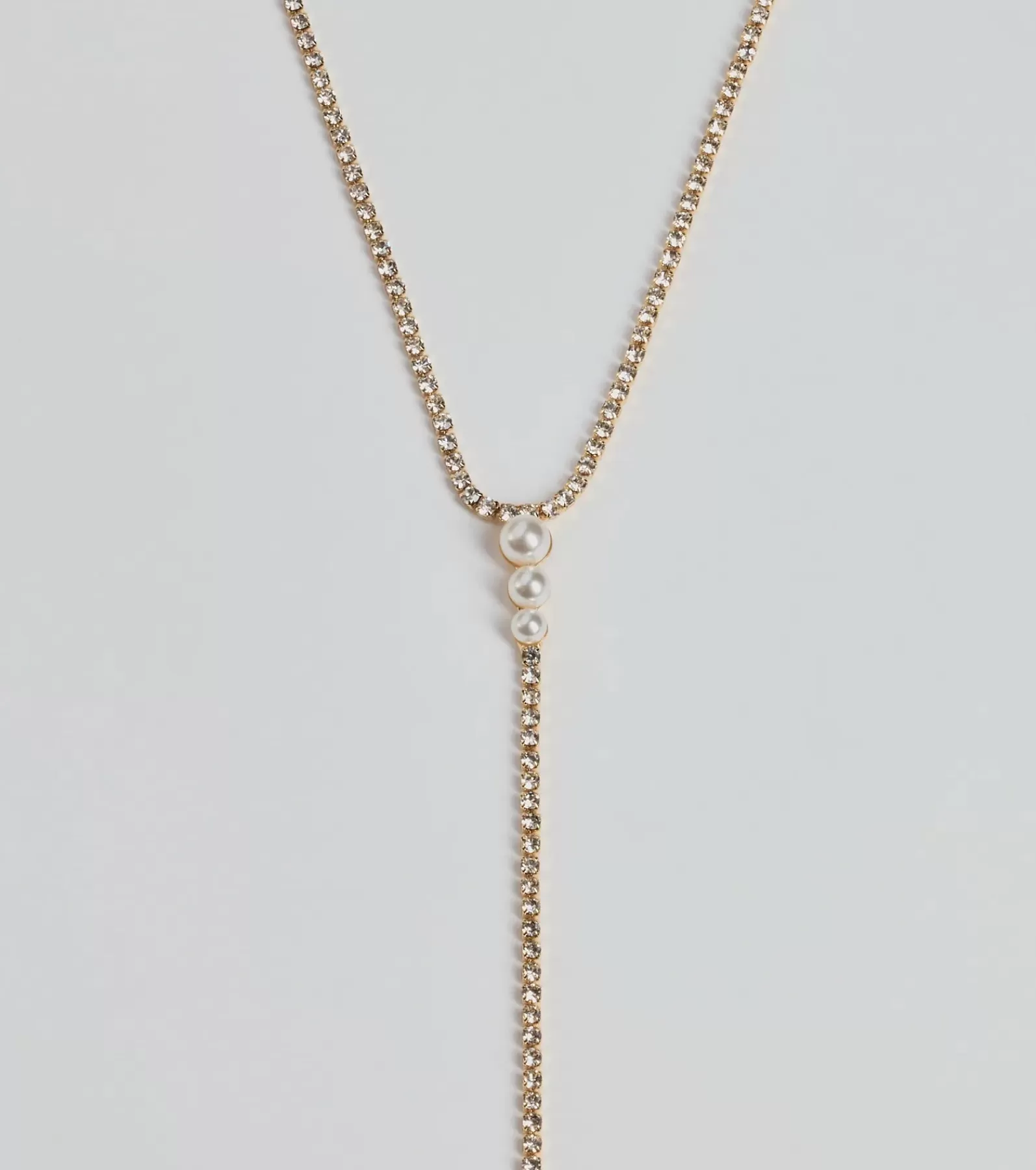 Windsor Necklaces & Chokers*Luxe Glam Rhinestone And Pearl Lariat Necklace
