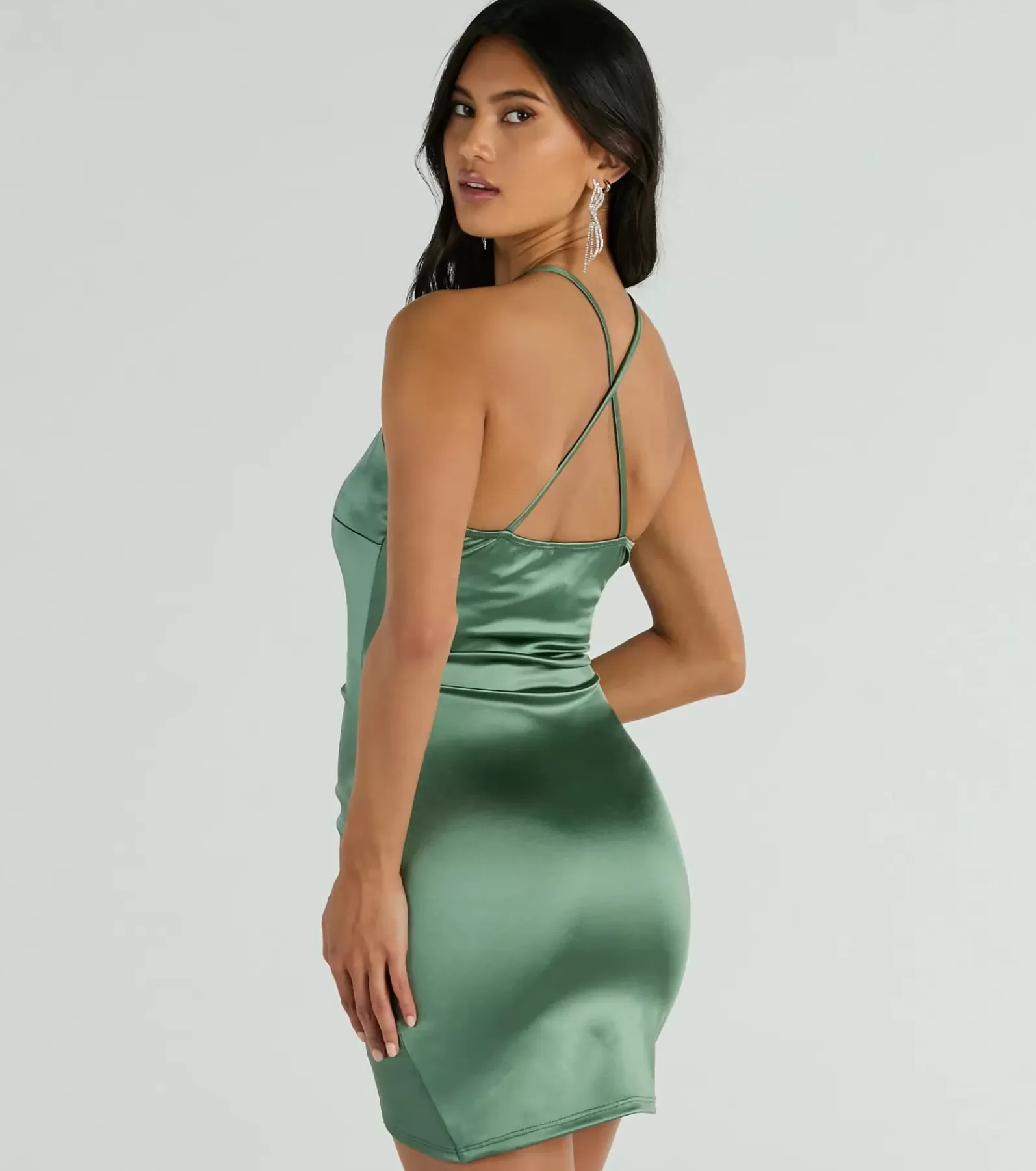 Windsor Bachelorette Dresses | Green Holiday Dresses*Luxe Guaranteed Satin Bodycon Mini Dress