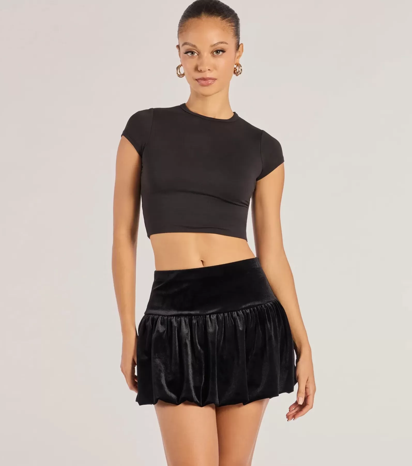 Windsor Black Skirts | Shorts*Luxe Impression Velvet Bubble Skort