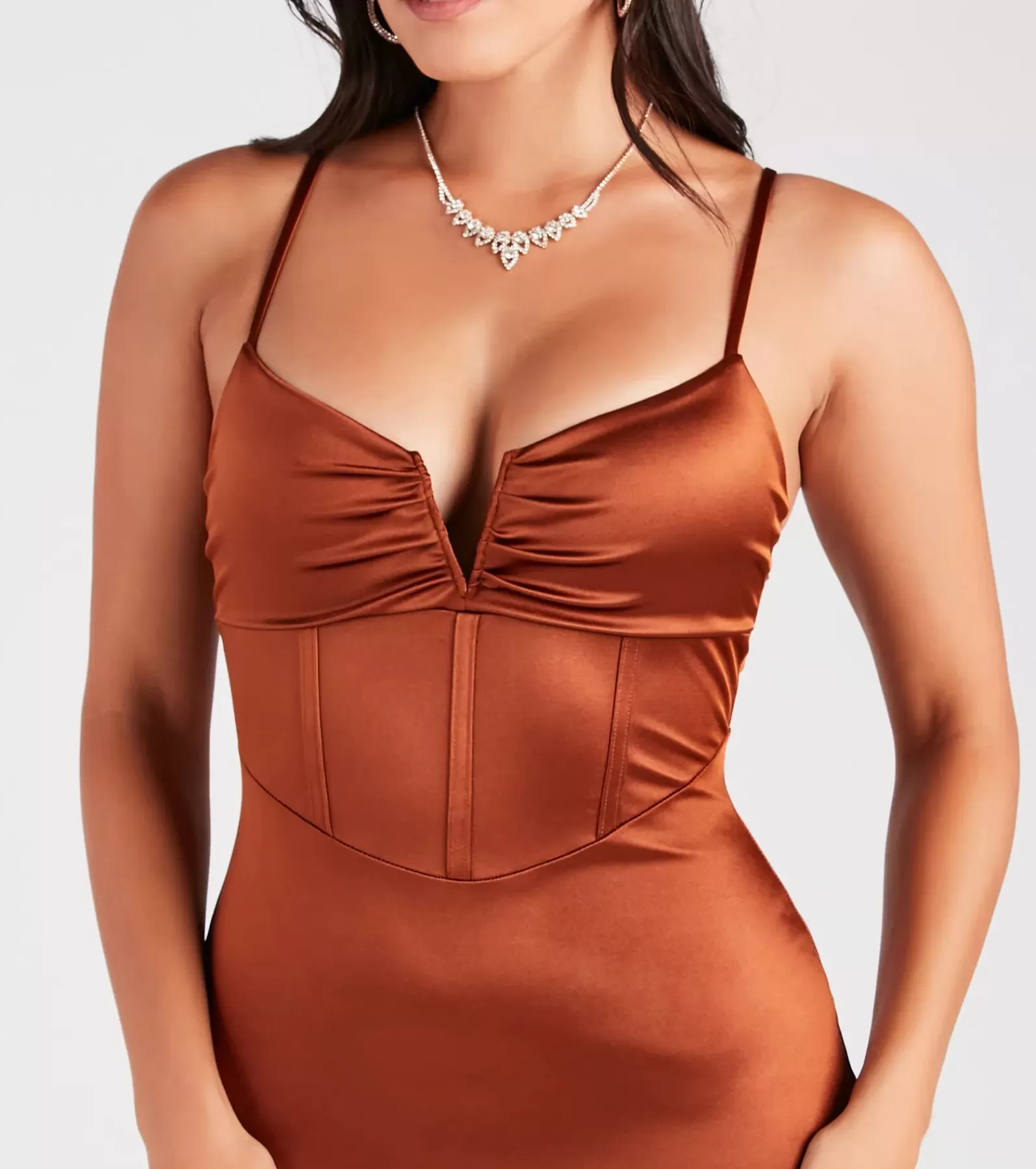 Windsor Satin Bridesmaid Dresses | Corset Dresses*Maisie Formal Satin Corset Slim Long Dress