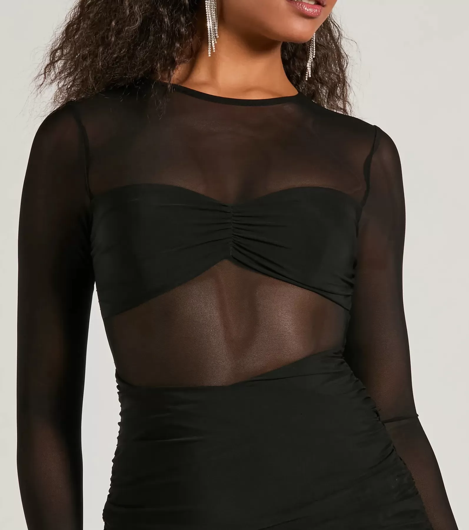 Windsor Bachelorette Dresses | Bachelorette Outfits*Major VIP Long Sleeve Sheer Mesh Bodycon Mini Dress