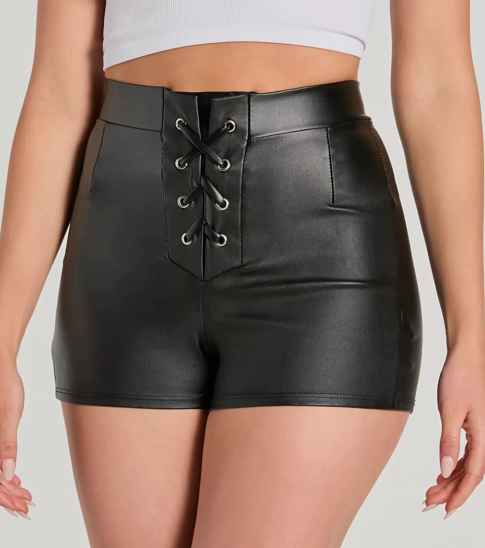 Windsor Faux Leather & Suede Bottoms | Shorts*Majorly Fab Lace-Up Faux Leather Shorts