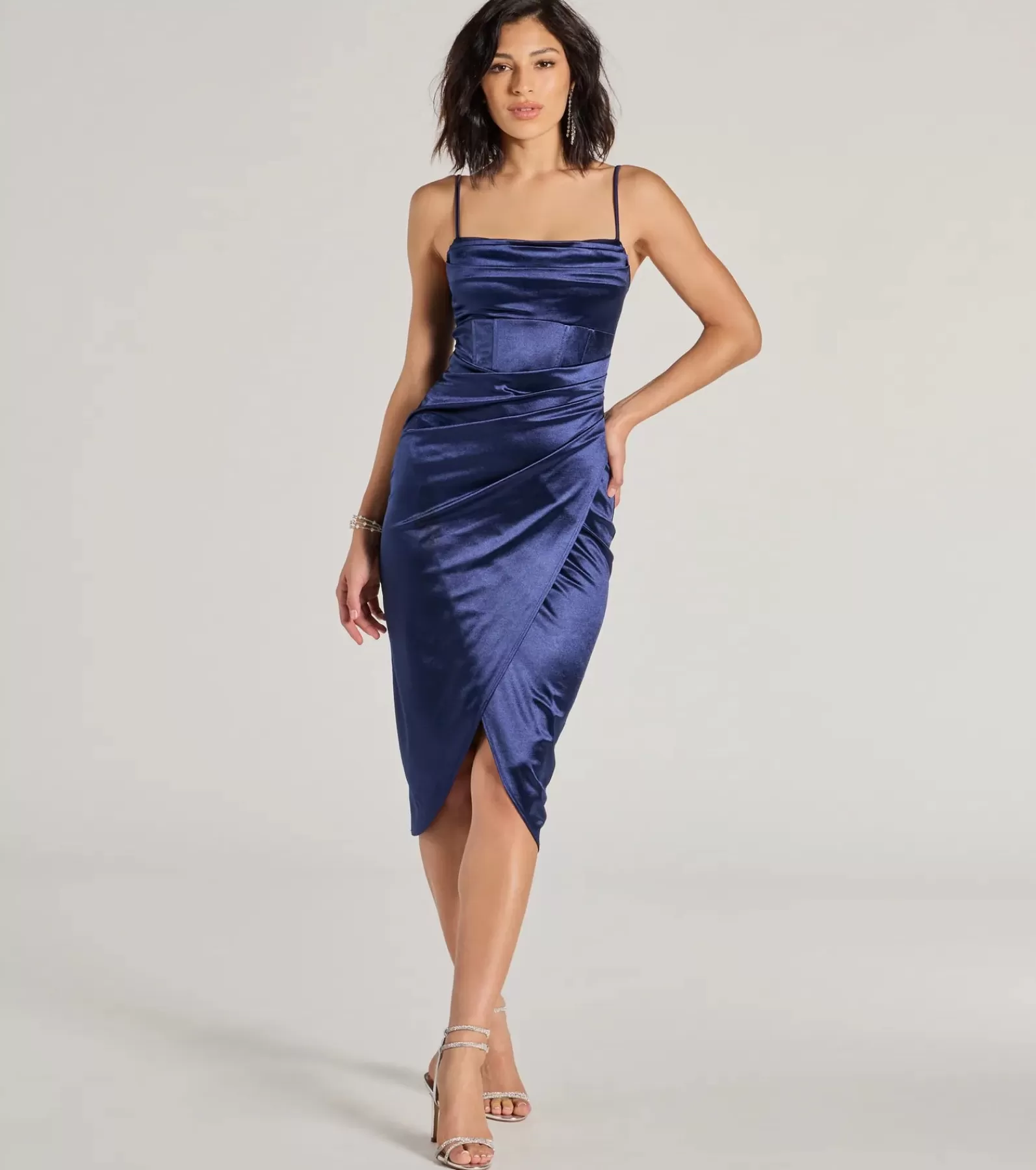Windsor Wedding Outfits | Bridal Shower*Margaret Formal Satin Wrap Midi Dress