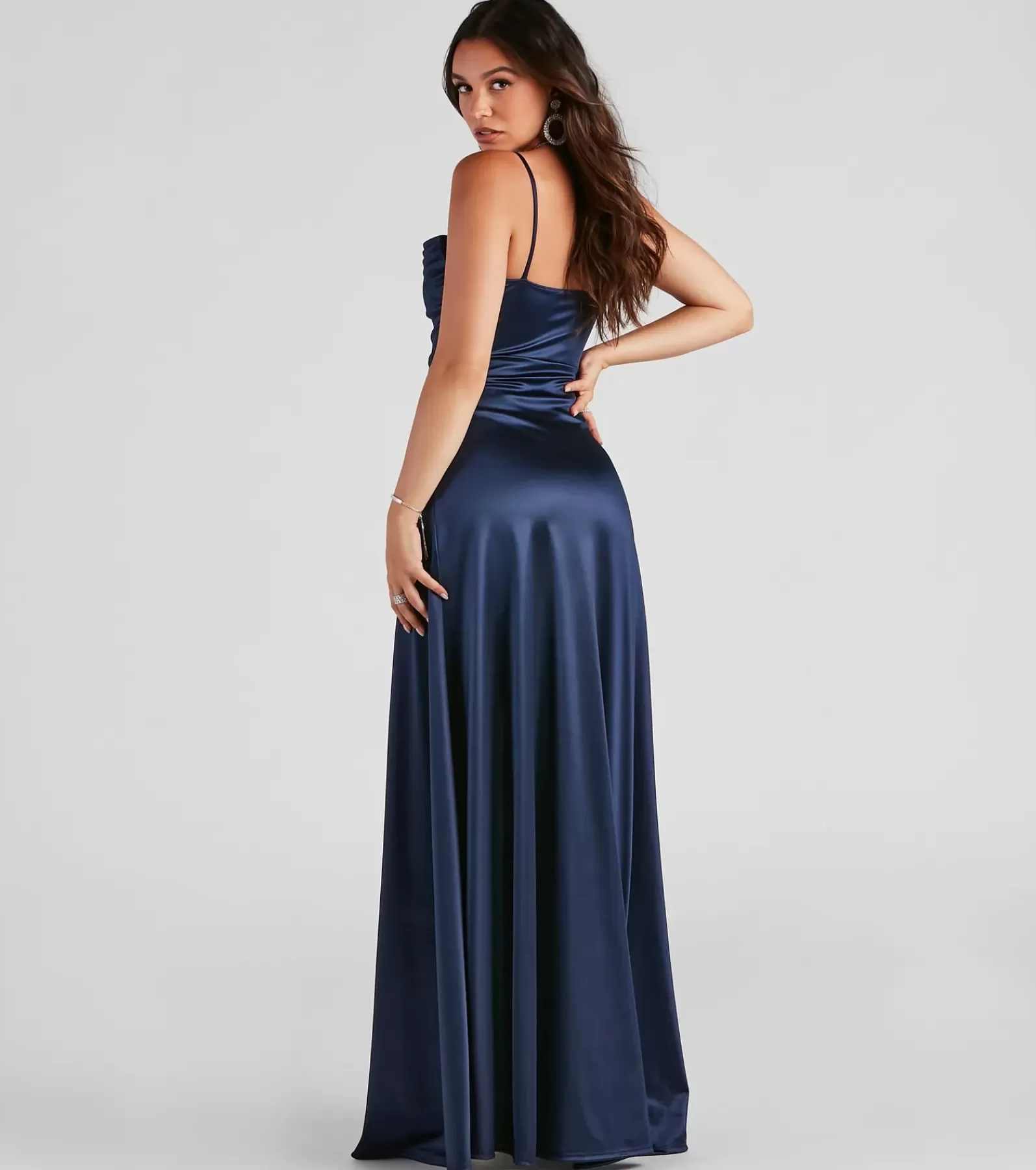 Windsor Wedding Outfits | Satin Bridesmaid Dresses*Marissa Formal Satin Cowl Neck Dress