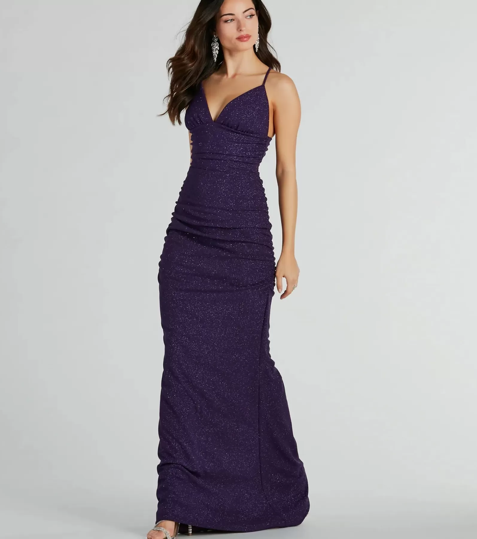 Windsor Purple Bridesmaid Dresses | Black Bridesmaid Dresses*May Lace-Up Mermaid Glitter Formal Dress