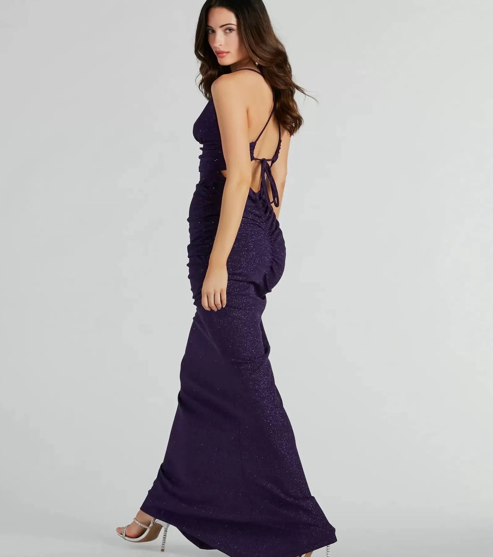 Windsor Purple Bridesmaid Dresses | Black Bridesmaid Dresses*May Lace-Up Mermaid Glitter Formal Dress