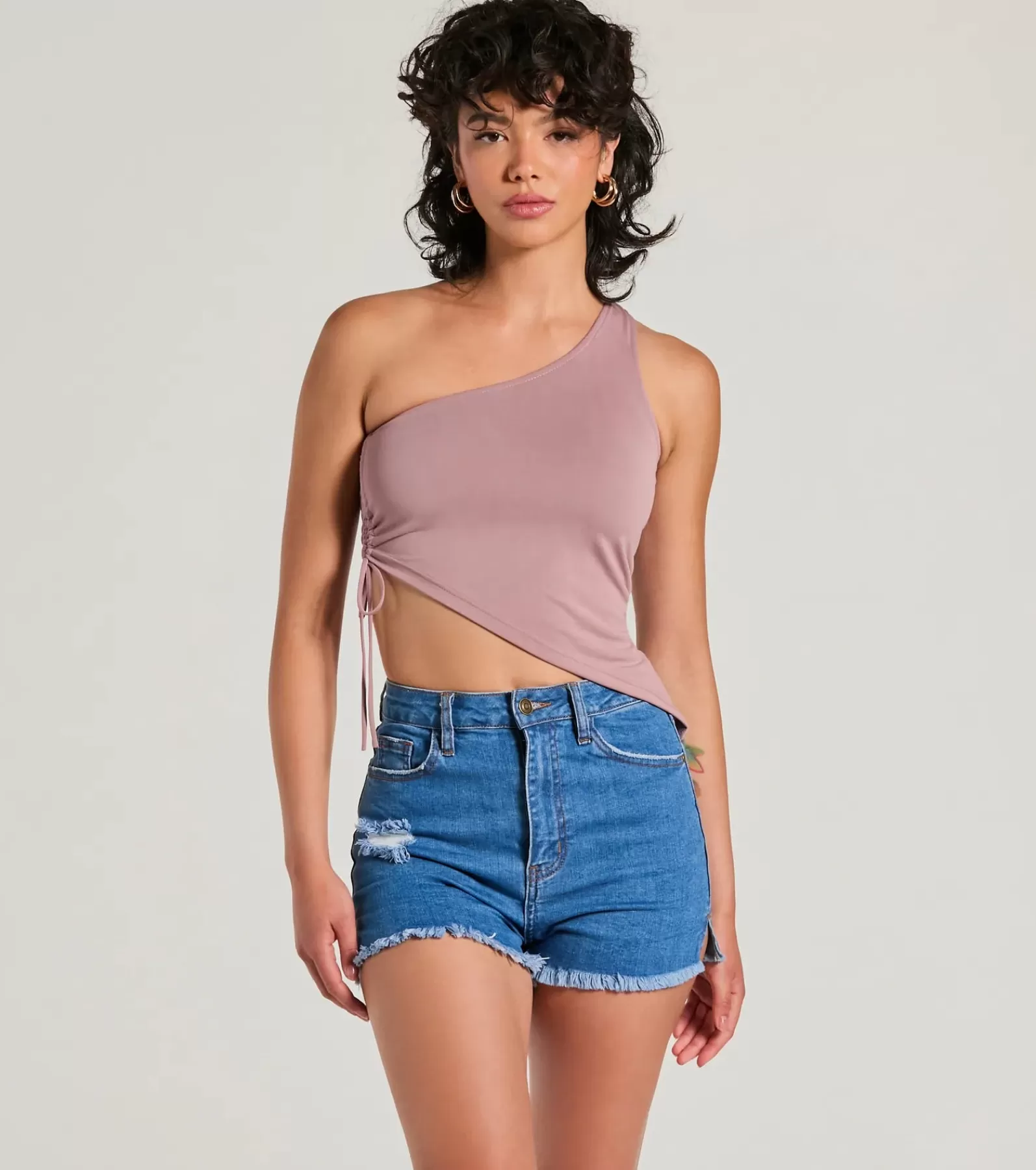 Windsor Smooth Collection | Basic Tops*Mentionable Flirt One-Shoulder Asymmetrical Crop Top