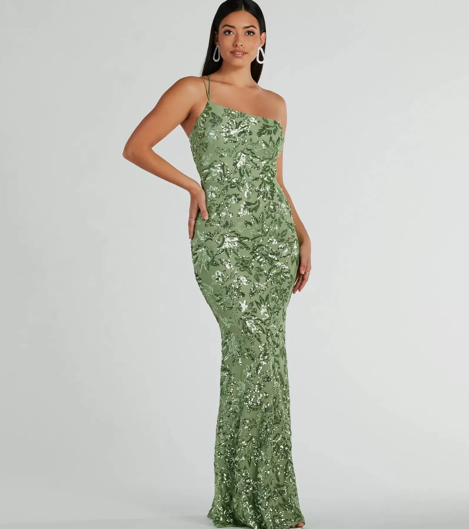 Windsor Maxi Holiday Dresses | Sequin Holiday Dresses*Meredith One-Shoulder Sequin Formal Dress